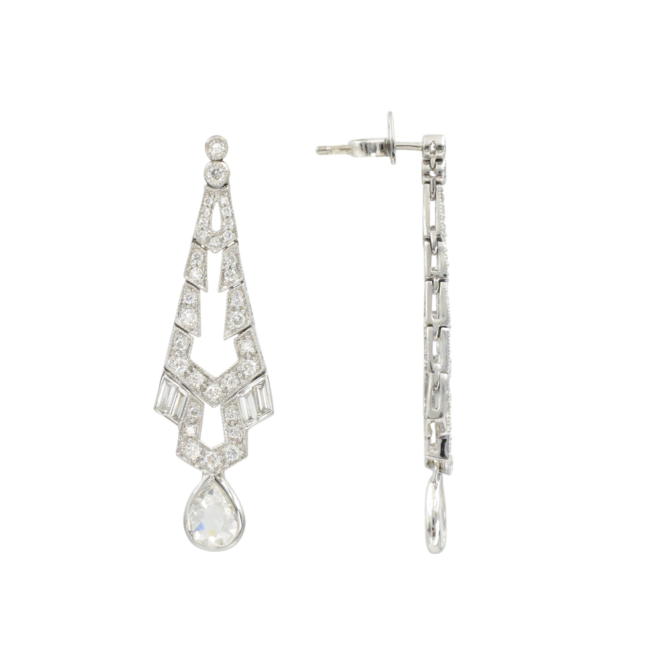 2.19ct Diamond Art Deco Inspired Earrings