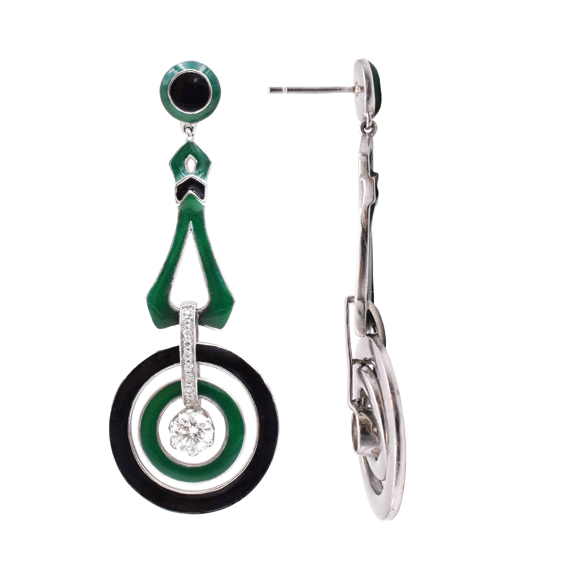 Vintage 1.40ct Diamonds Pendant Earrings