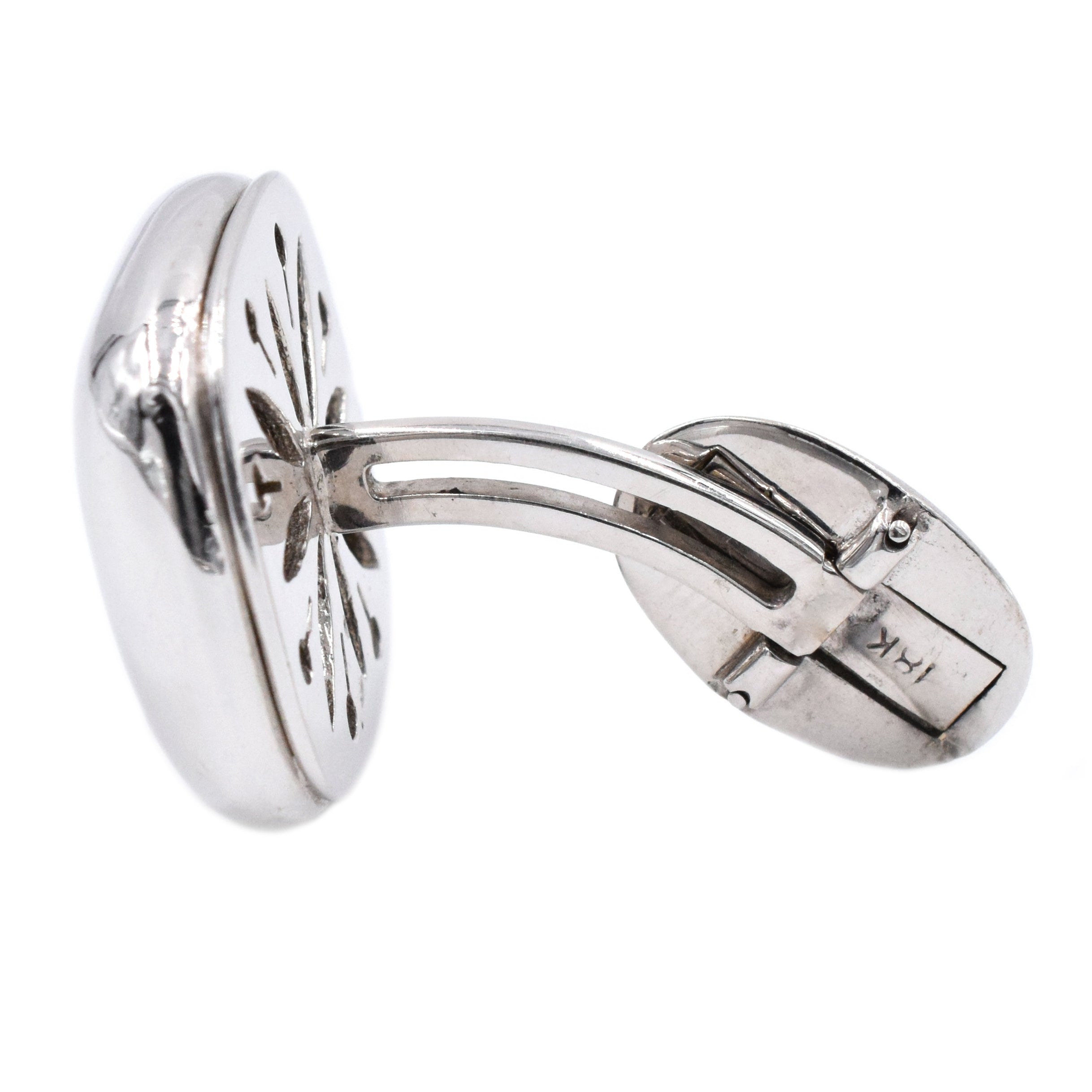 0.92ct Diamond Button Design Cufflinks in 18k White Gold