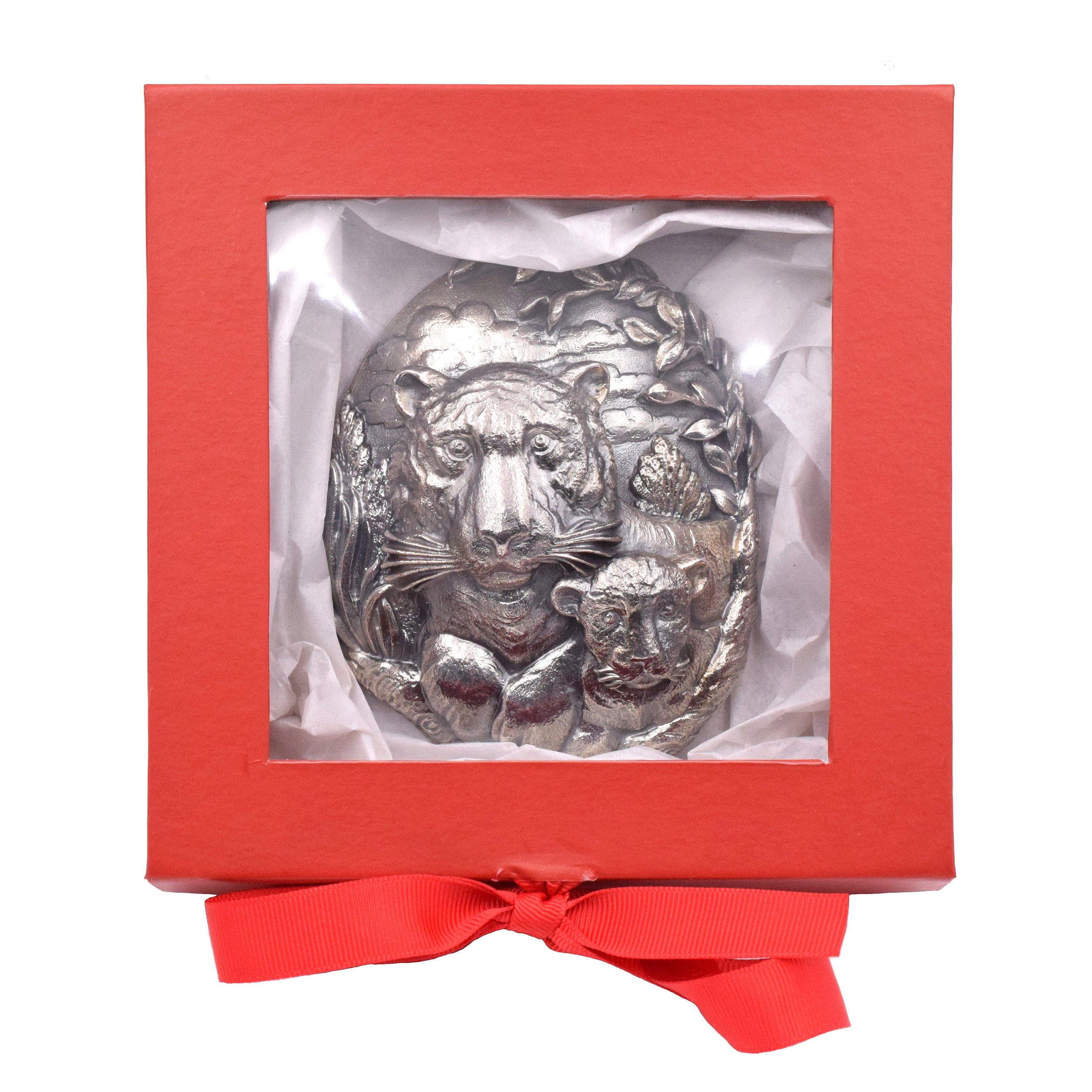 Buccellati Sterling Silver Limited Edition Mother Tiger With Cub Christmas Ornament