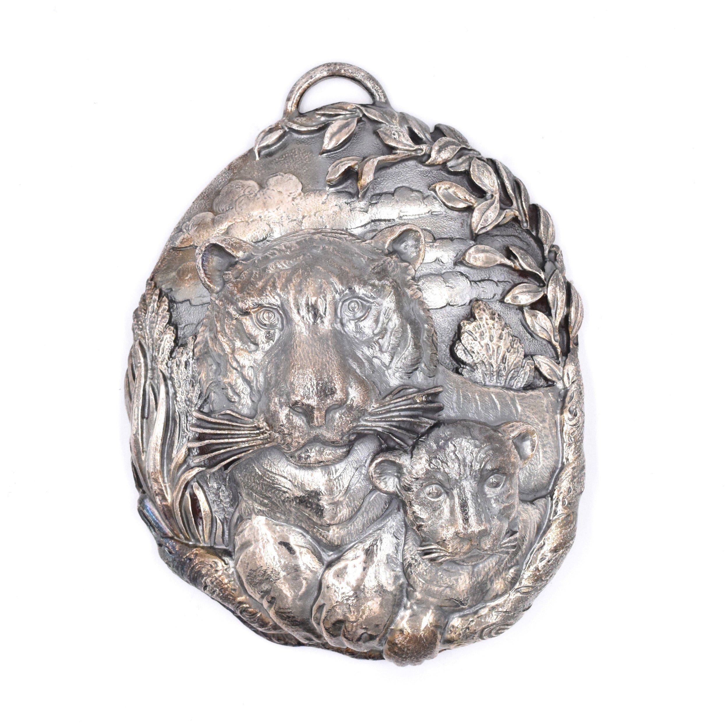 Buccellati Sterling Silver Limited Edition Mother Tiger With Cub Christmas Ornament