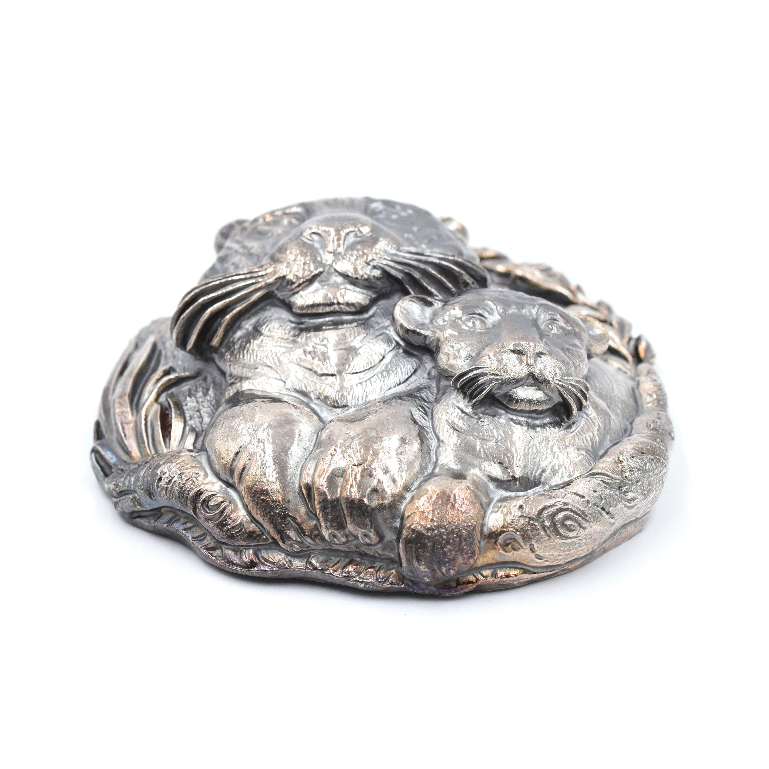 Buccellati Sterling Silver Limited Edition Mother Tiger With Cub Christmas Ornament