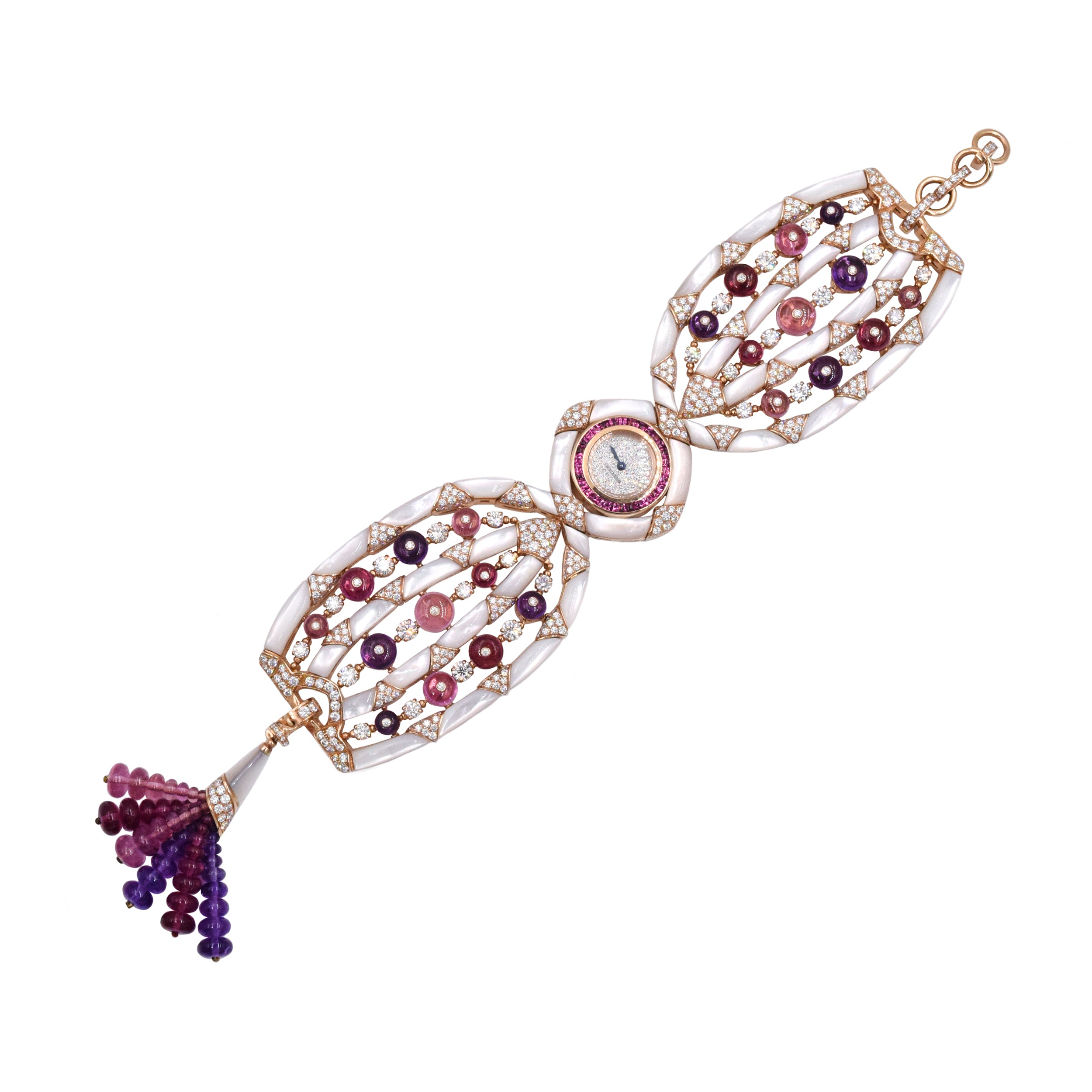 Bulgari Mother of Pearls, Diamond & Spinel Watch In 18k Gold
