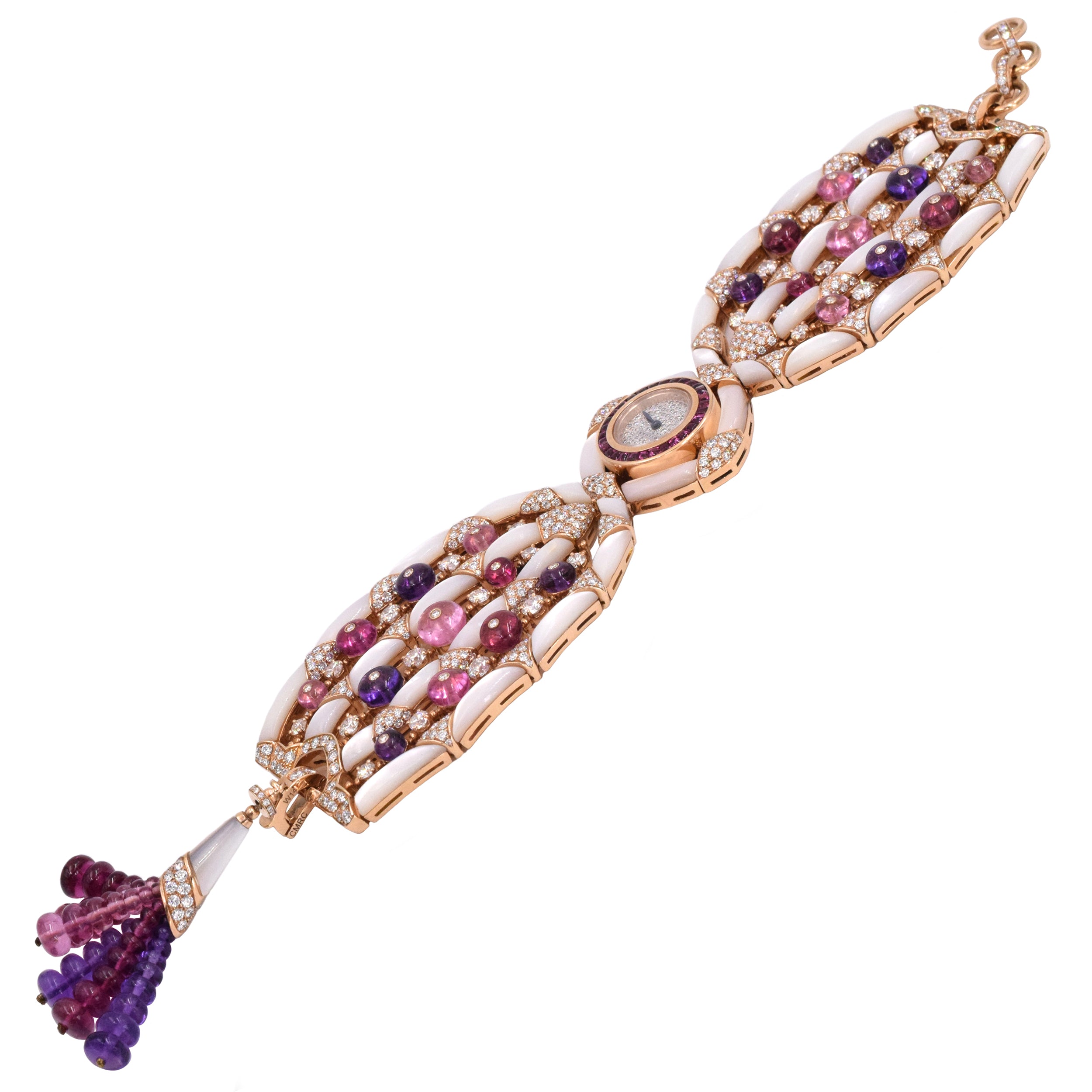 Bulgari Mother of Pearls, Diamond & Spinel Watch In 18k Gold