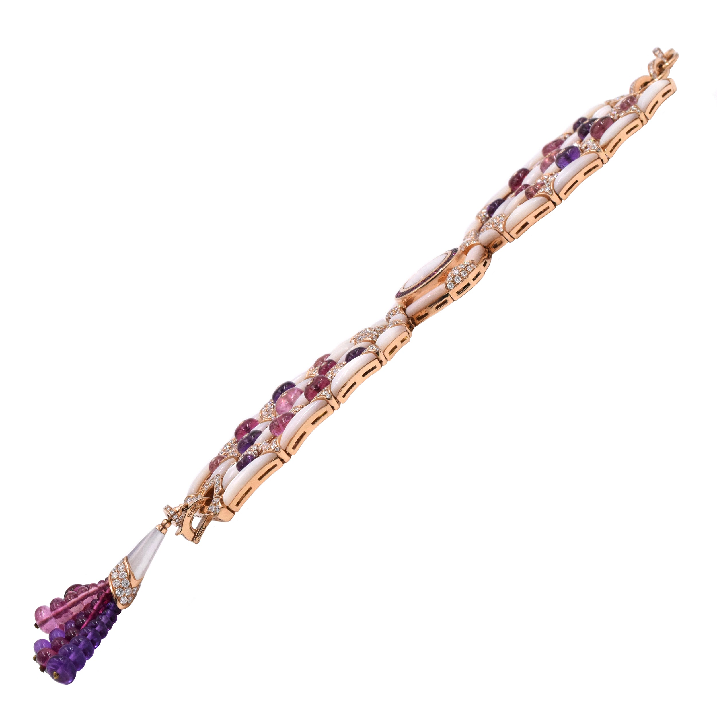 Bulgari Mother of Pearls, Diamond & Spinel Watch In 18k Gold