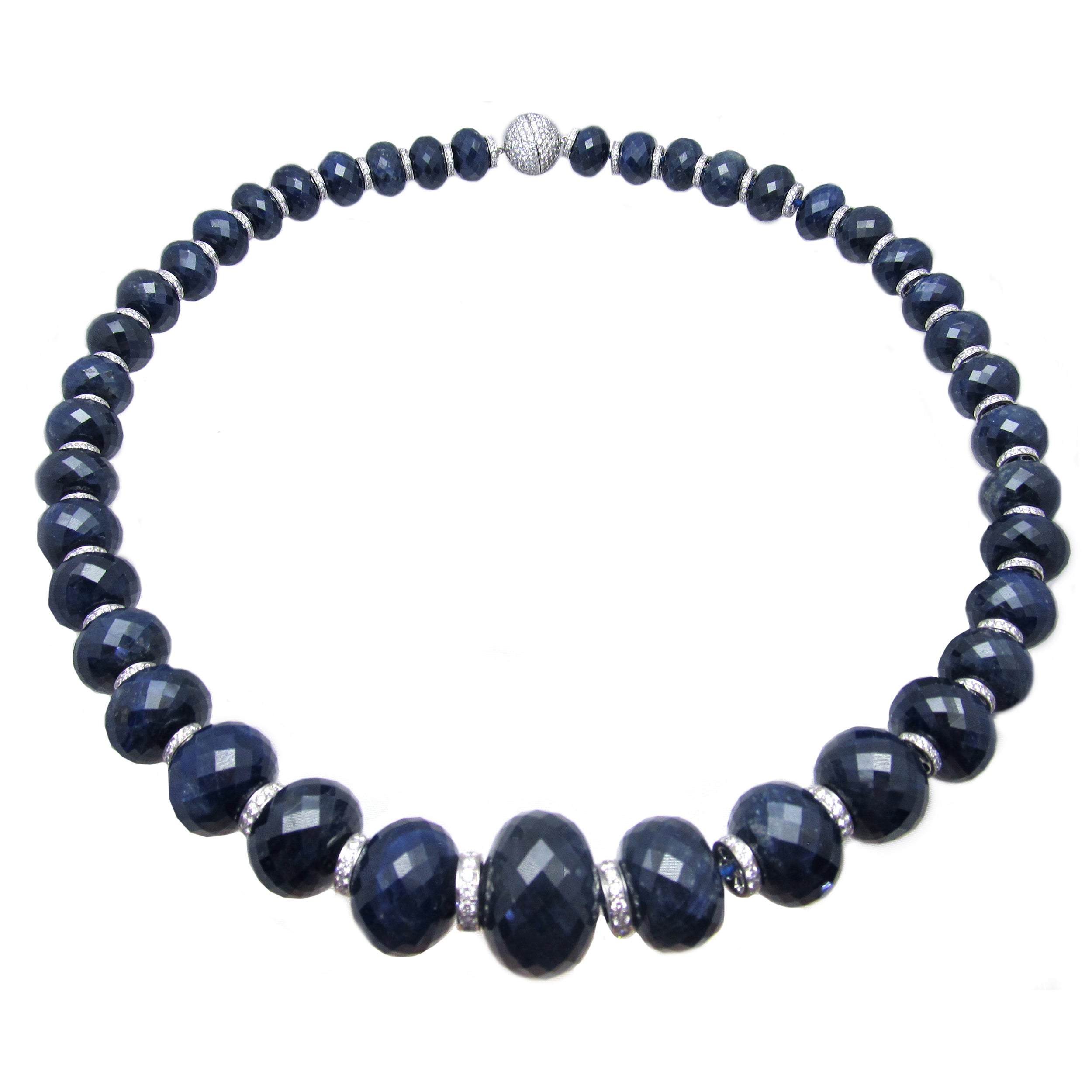 2044ct Sapphire & 11ct Diamond Necklace in 18k White Gold