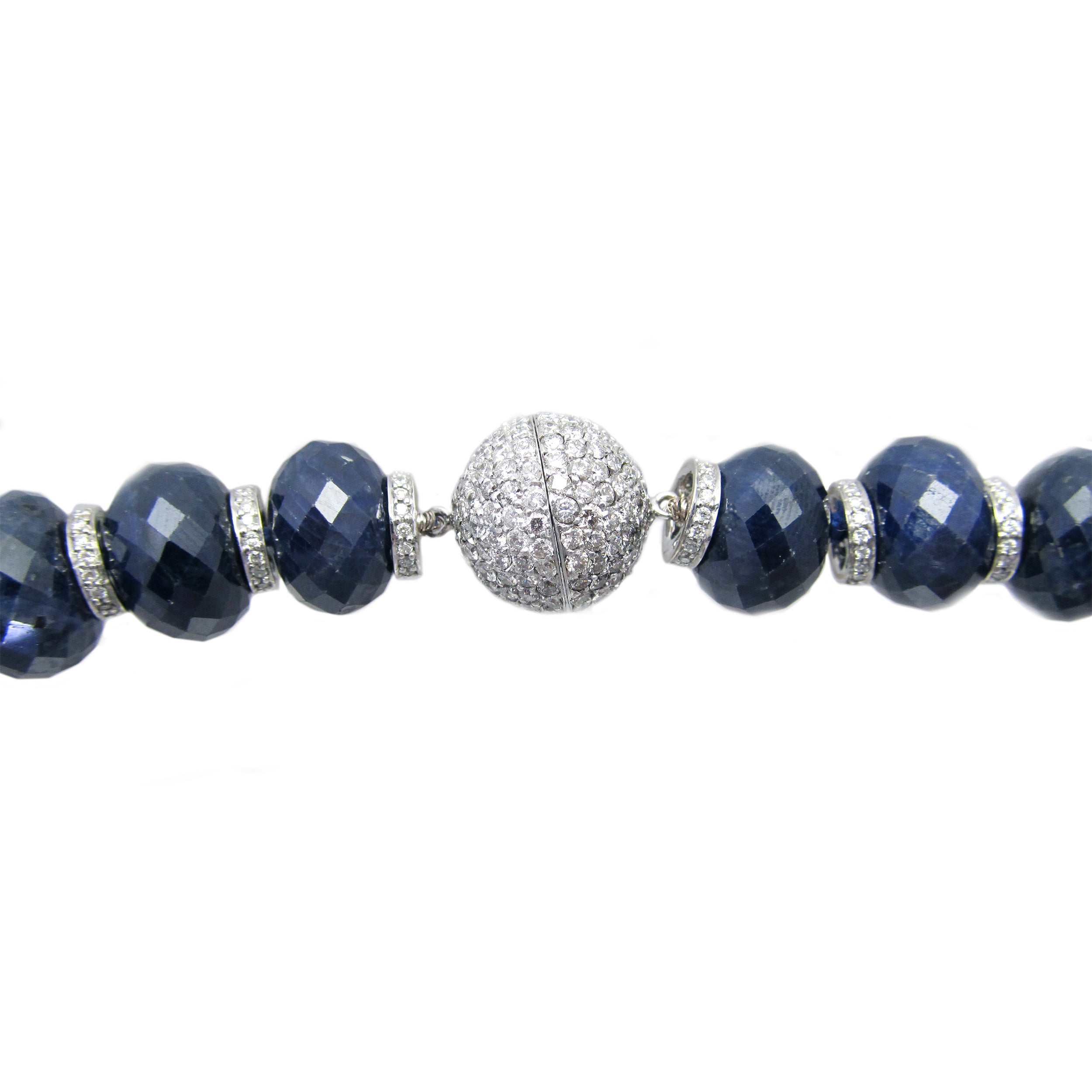 2044ct Sapphire & 11ct Diamond Necklace in 18k White Gold