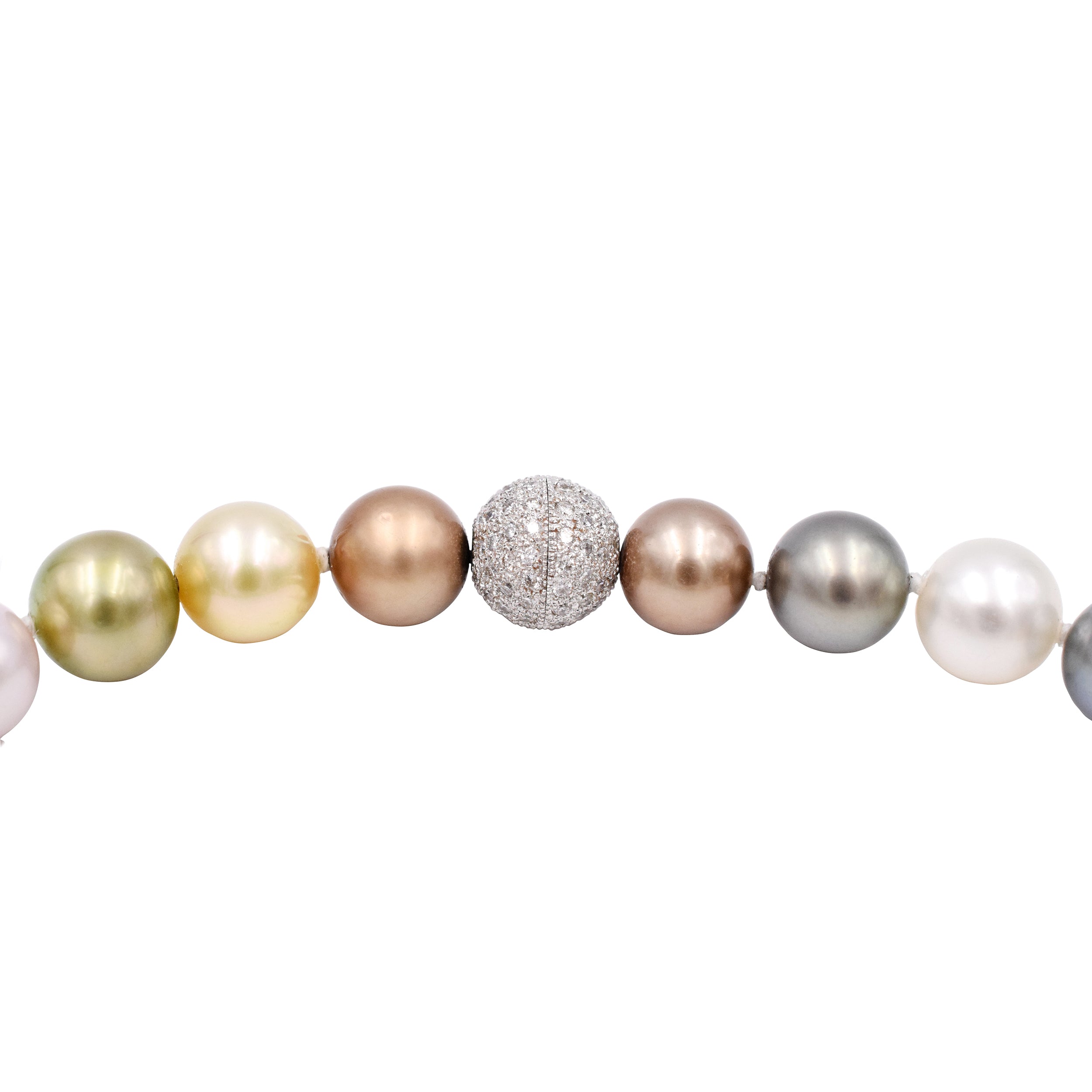 Multicolor Pearl and Diamond Necklace