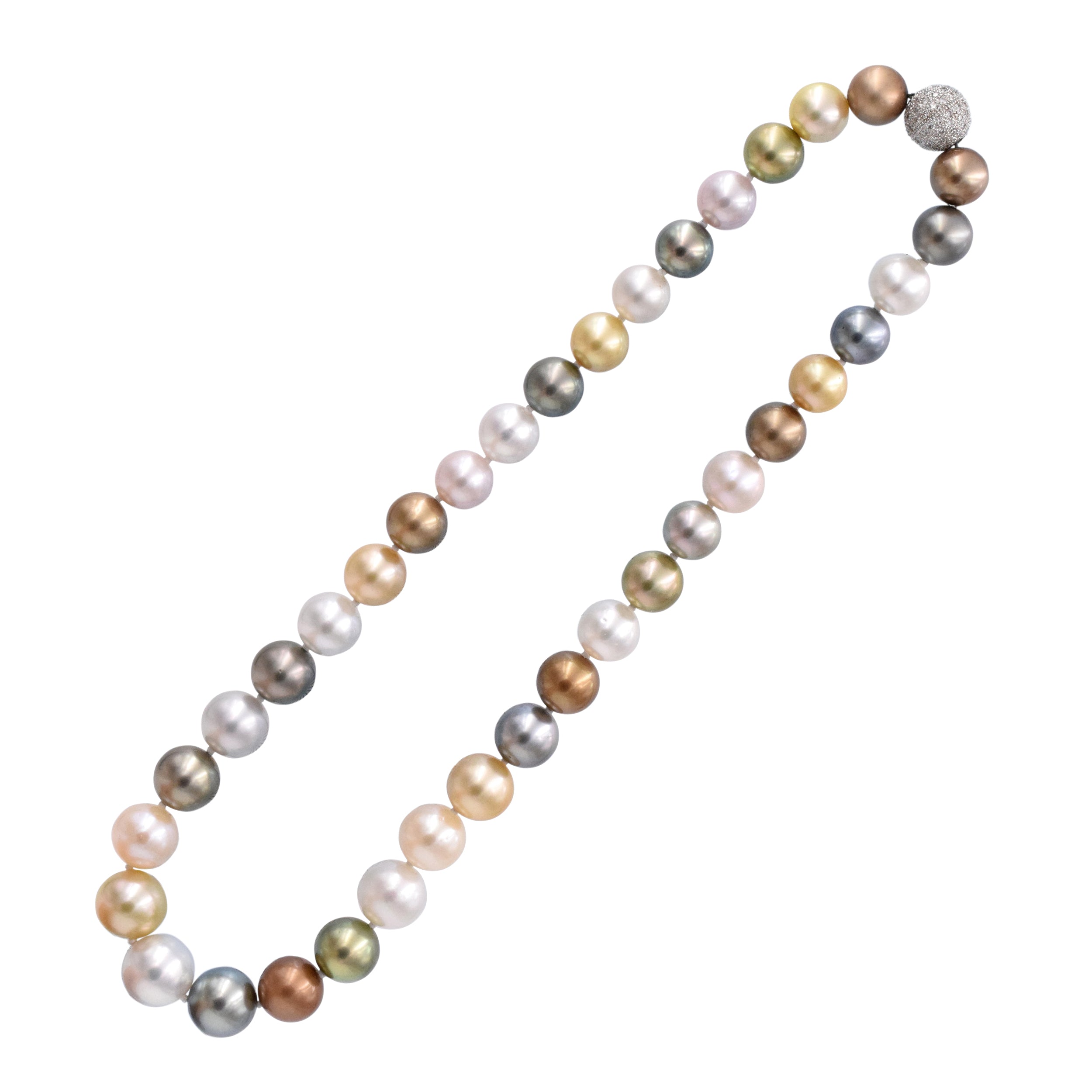 Multicolor Pearl and Diamond Necklace