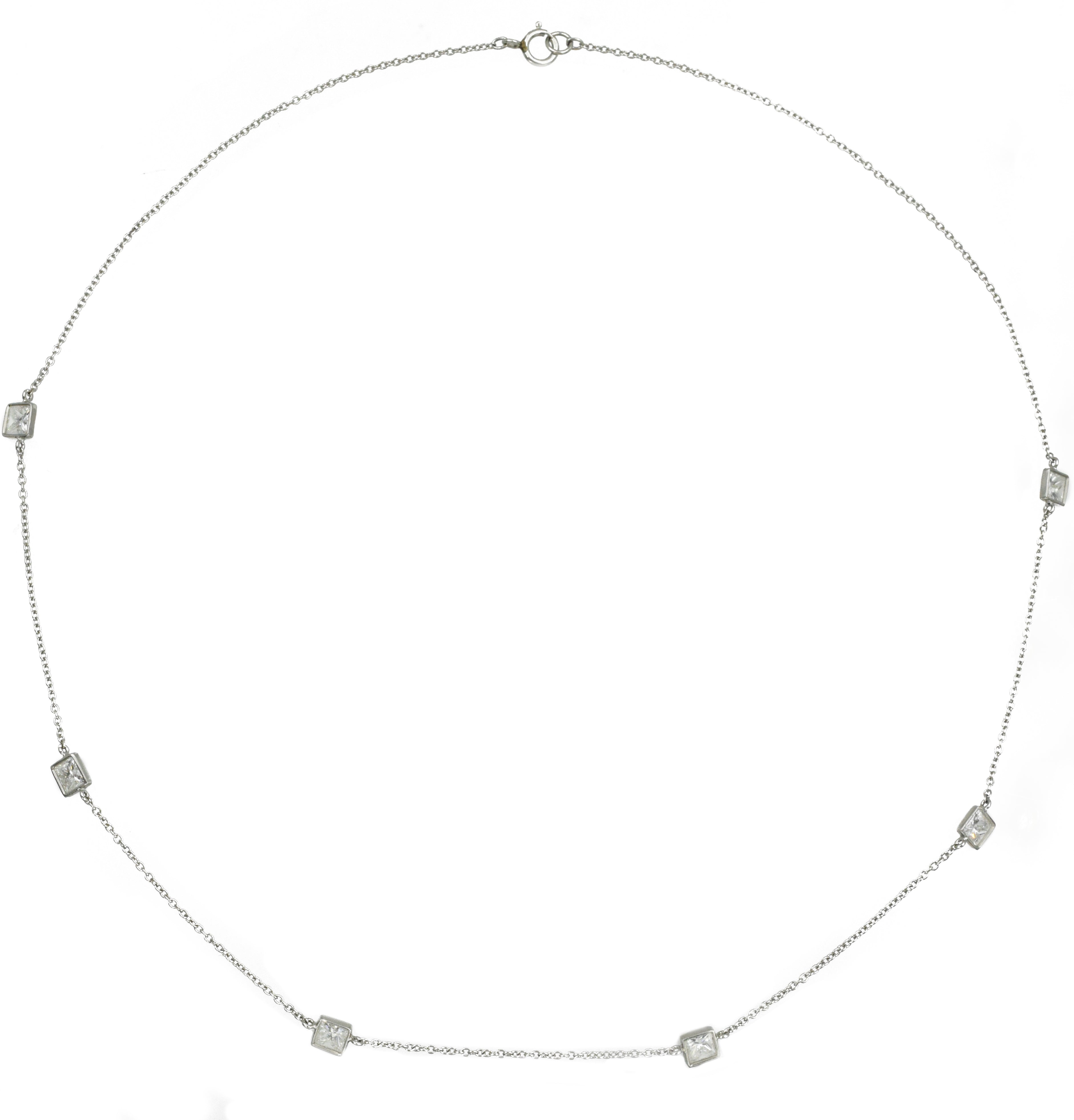 1.90ct Princess Cut Diamond By The Yard Necklace