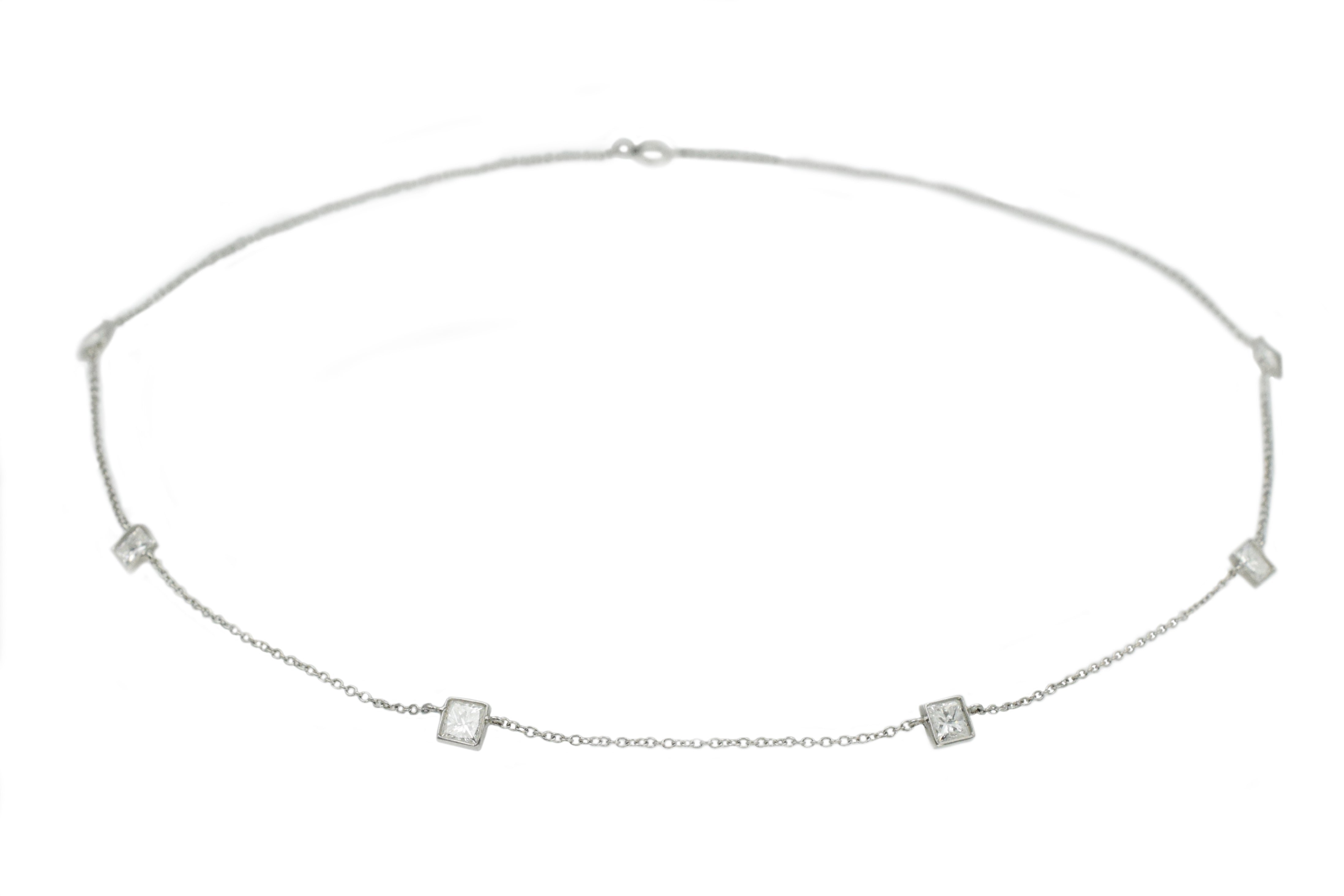 1.90ct Princess Cut Diamond By The Yard Necklace