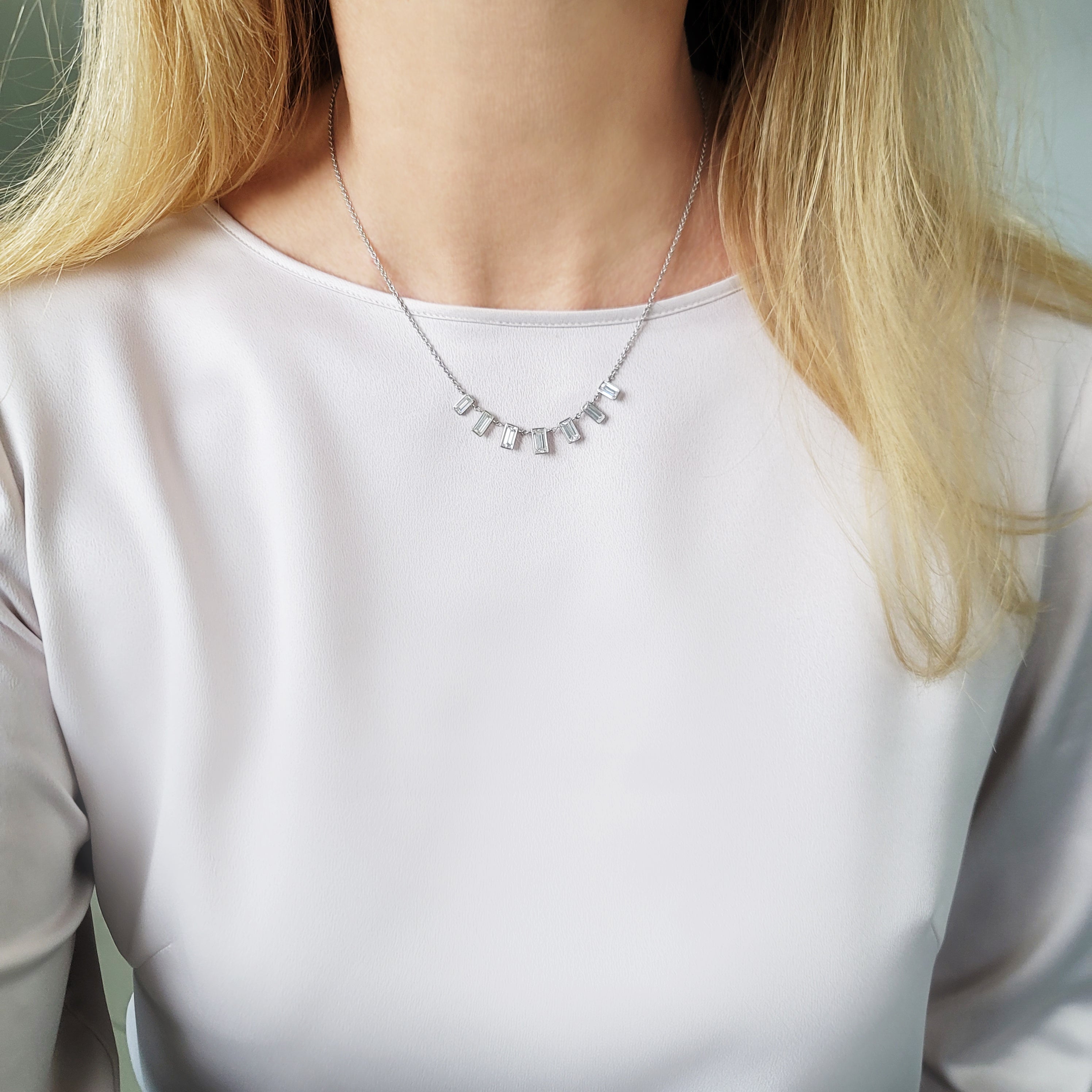 3.48ct Baguette Diamond Necklace in Platinum