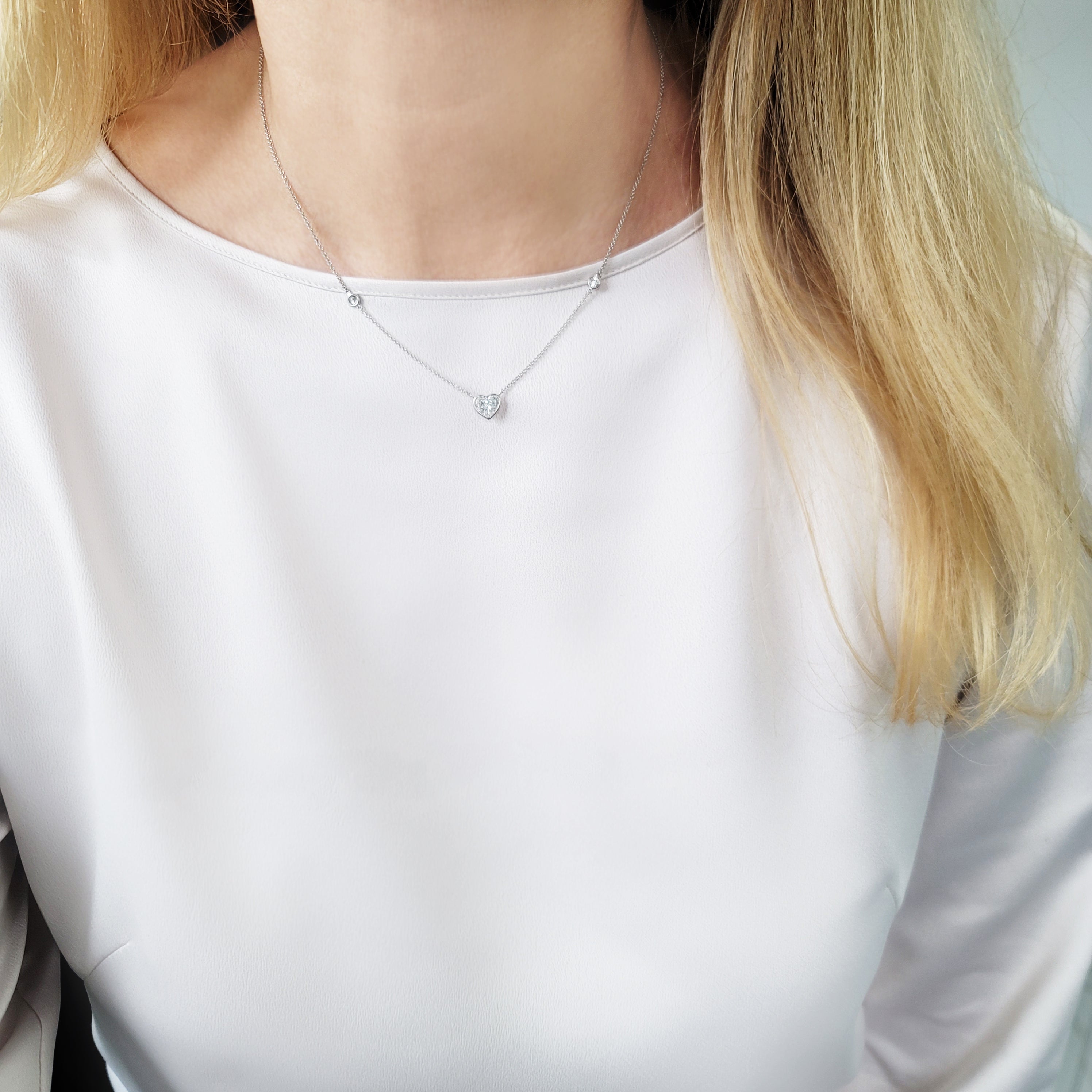 1.05ct Heart Shaped Diamond By The Yard Necklace