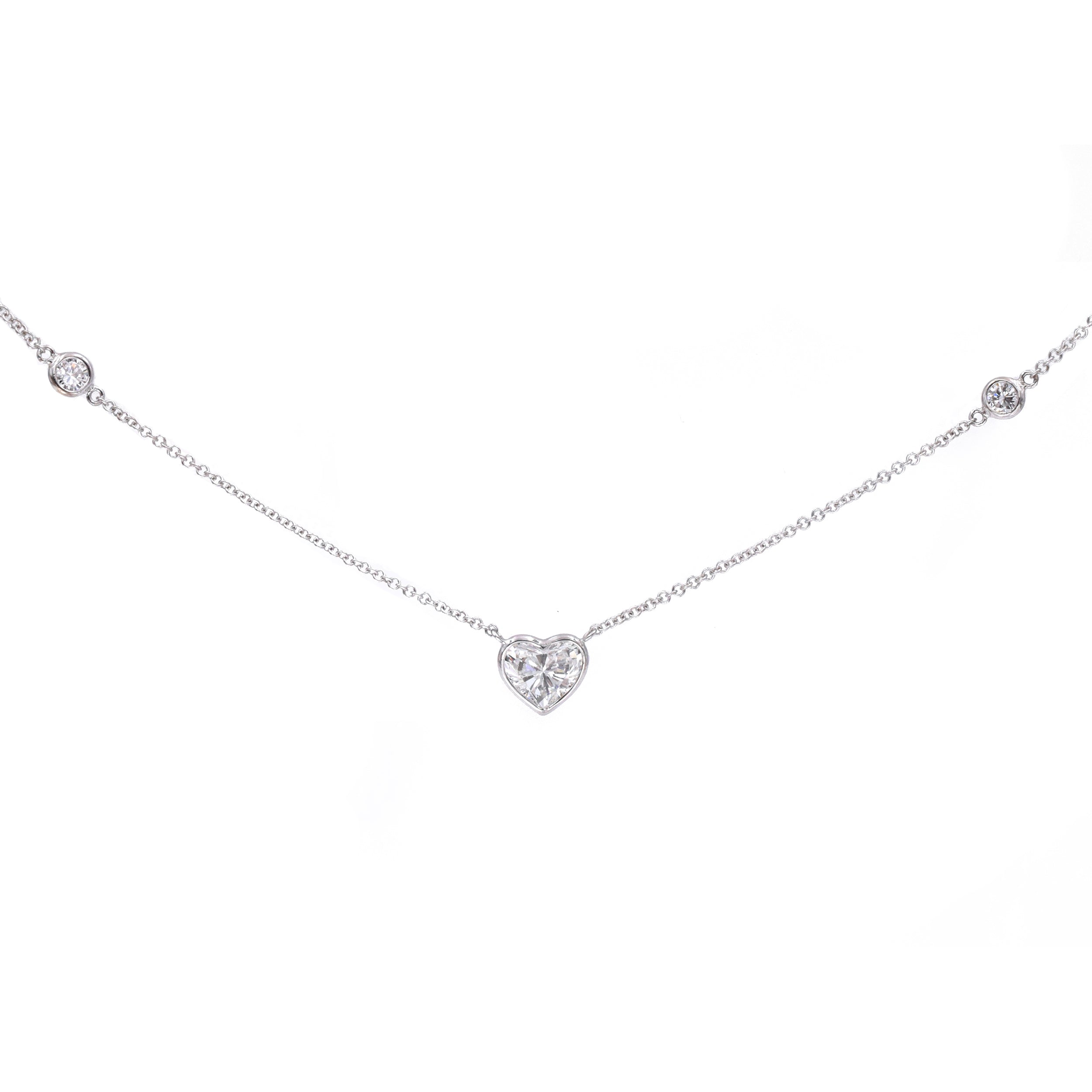 1.05ct Heart Shaped Diamond By The Yard Necklace