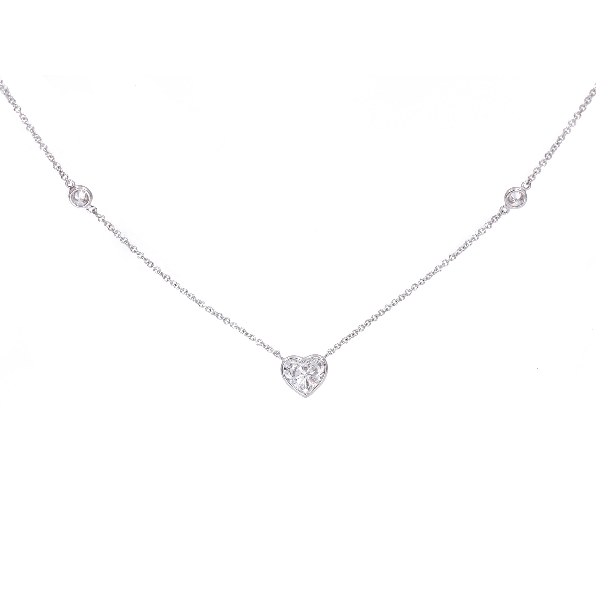 1.05ct Heart Shaped Diamond By The Yard Necklace