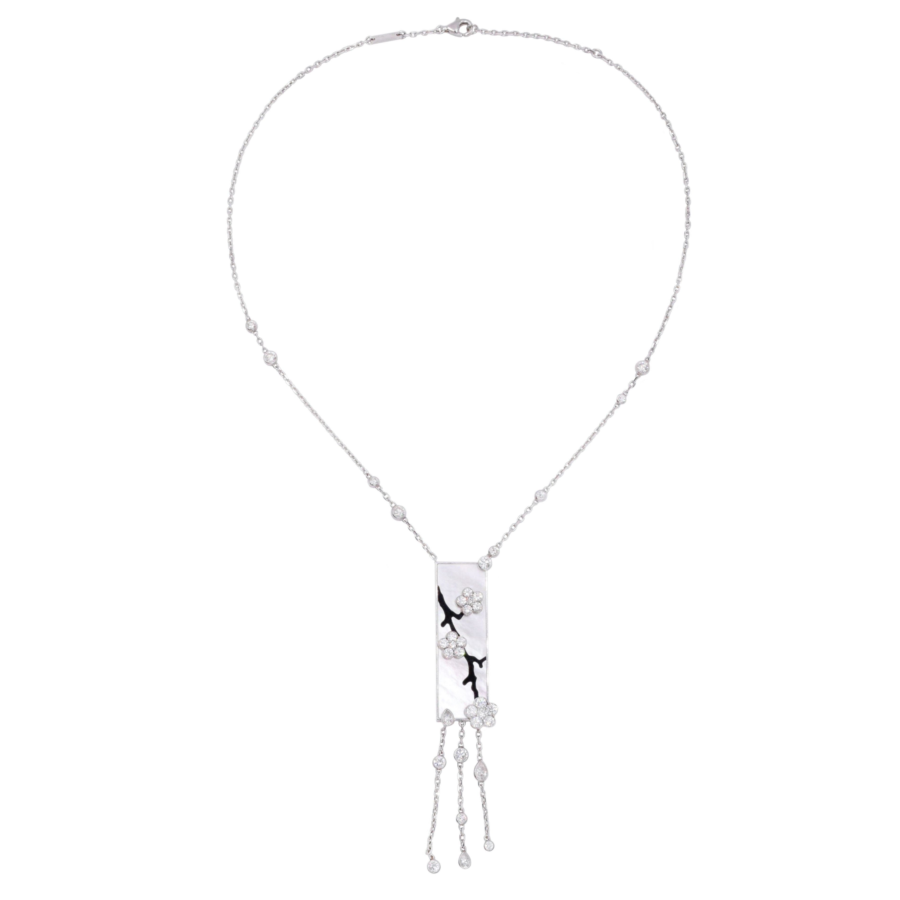 Van Cleef & Arpels 'Miroir Des Eaux' Diamond, Mother Of Pearl & Onyx Necklace