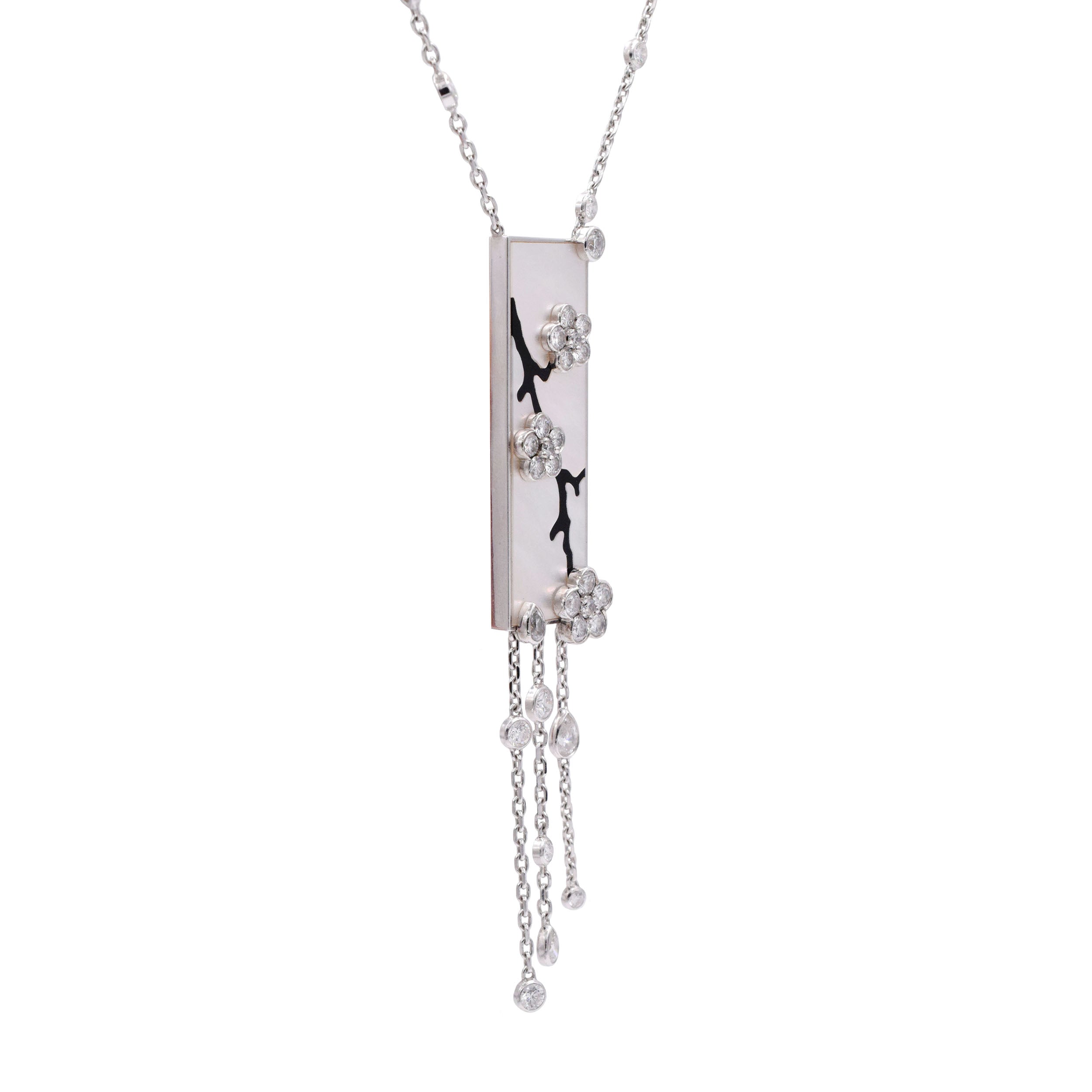 Van Cleef & Arpels 'Miroir Des Eaux' Diamond, Mother Of Pearl & Onyx Necklace