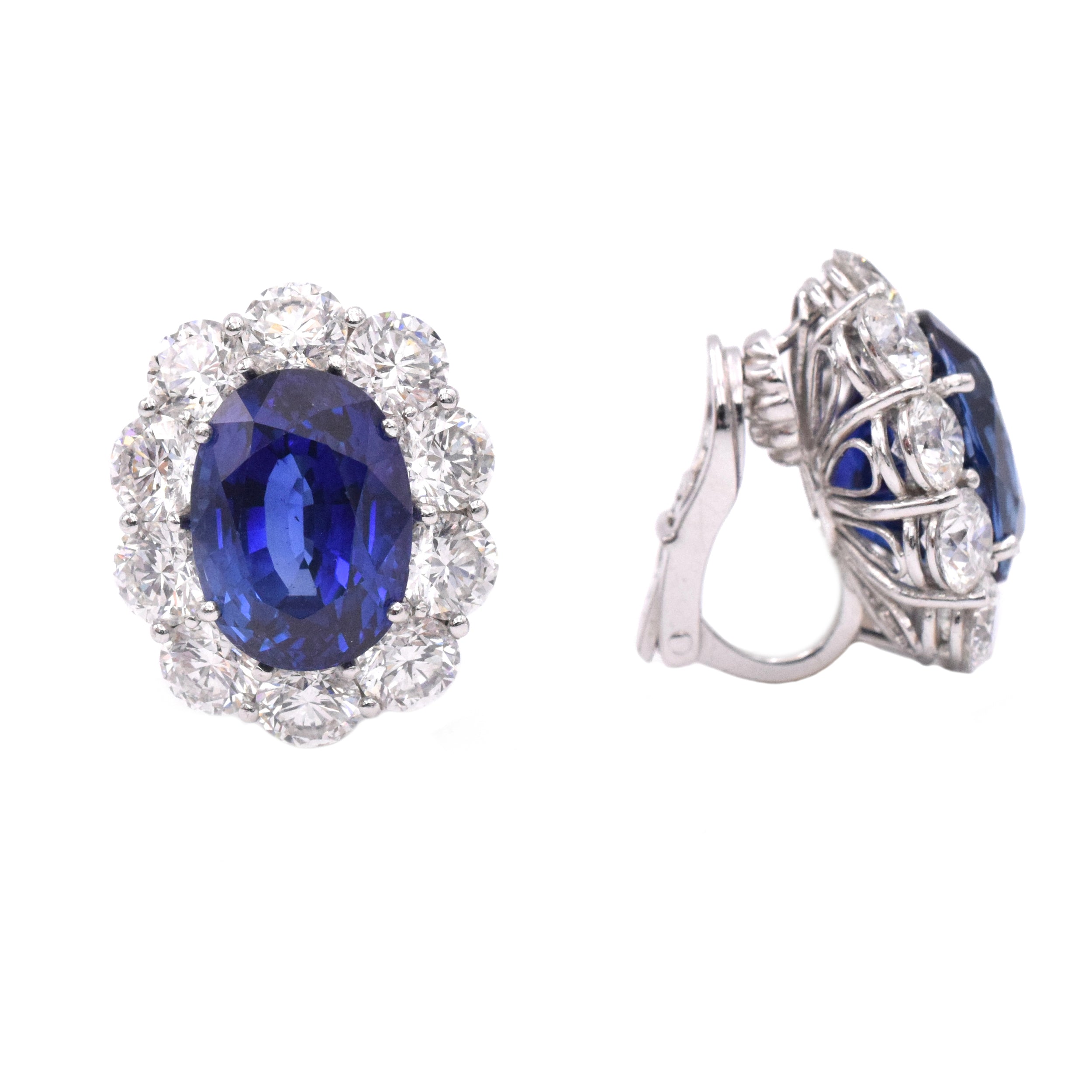 70.14ct Ceylon Sapphire & 44.50ct Diamond Necklace & Earrings Suite