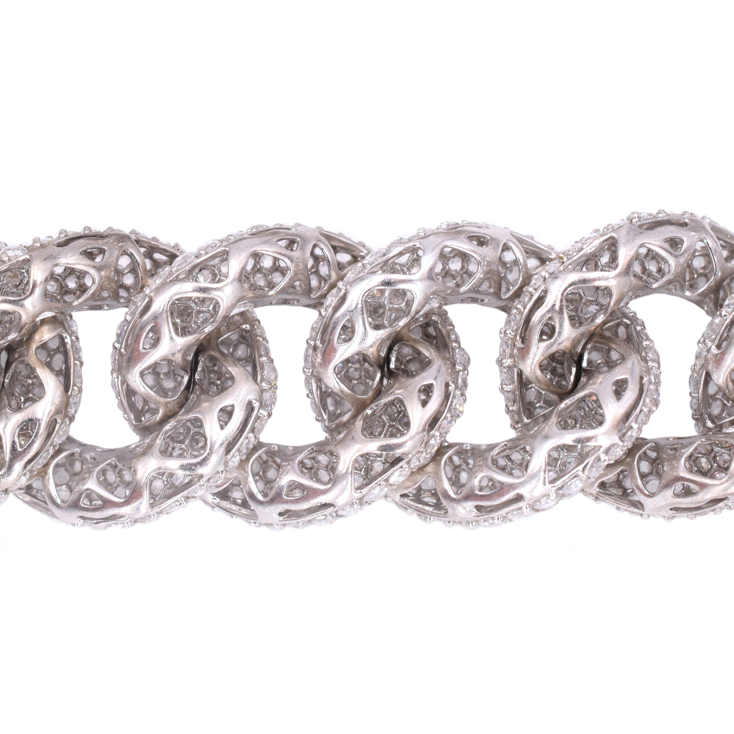 Exquisite 125ct Diamond Pave Curb Link Necklace in 18k White Gold