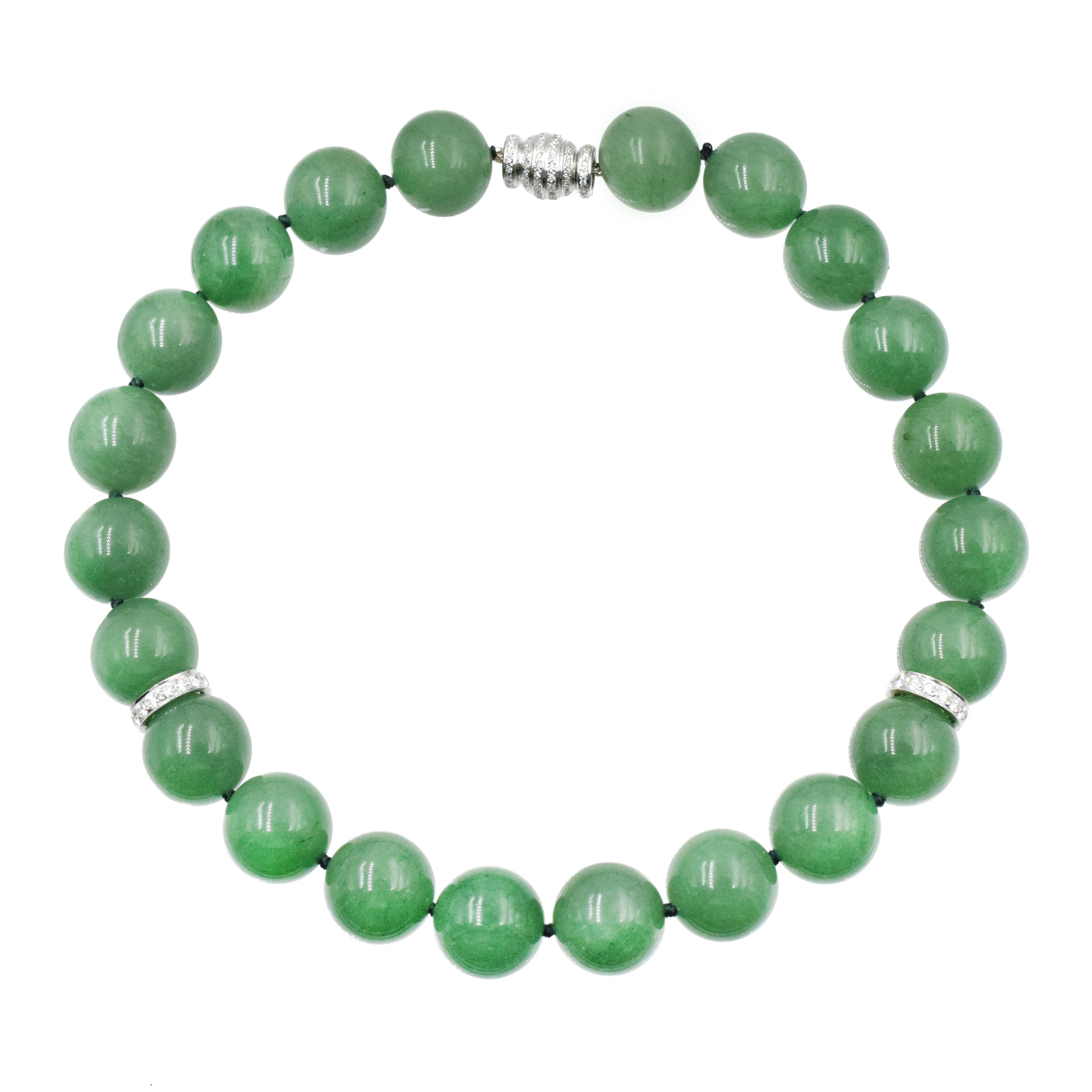 17" Aventurine & Diamond Bead Necklace