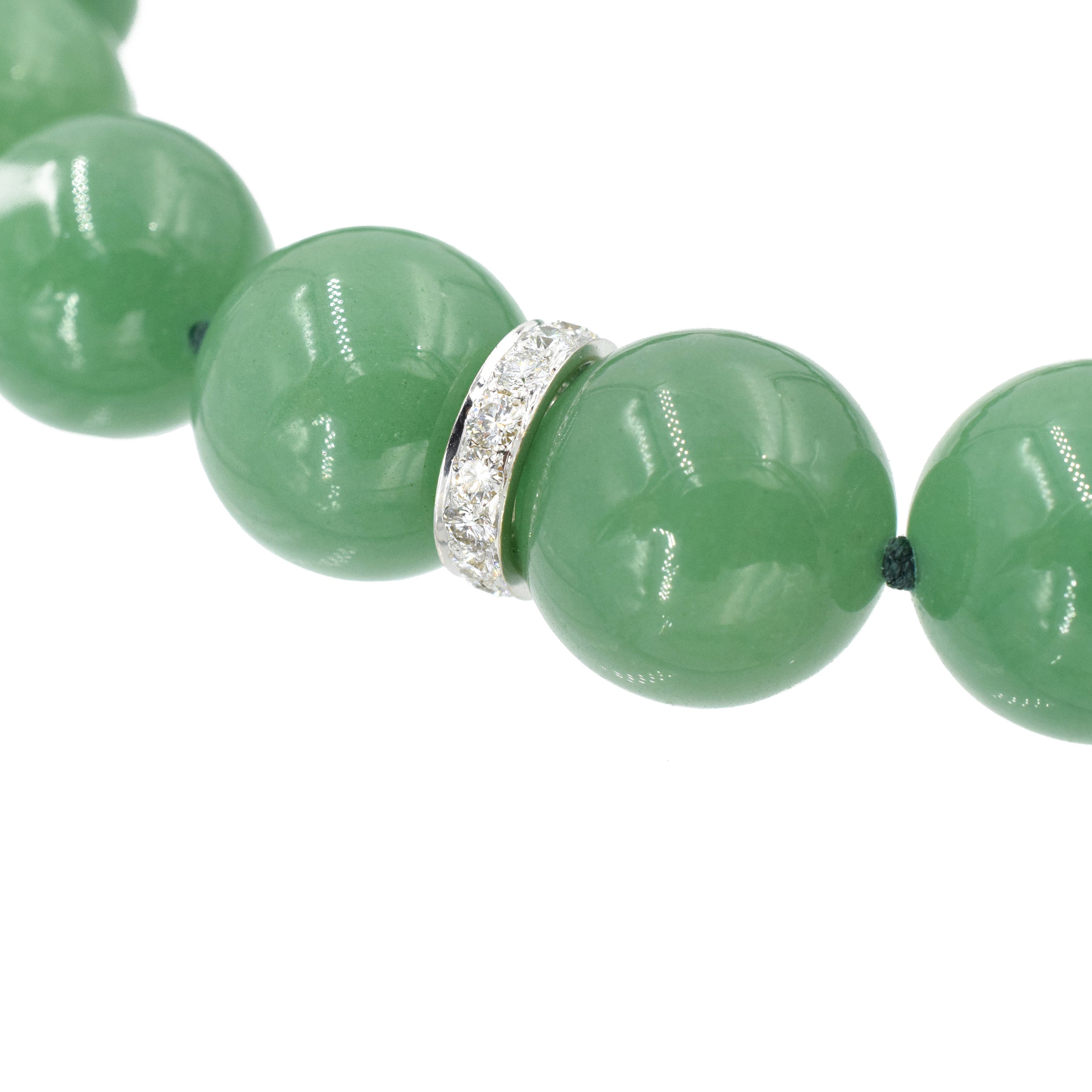 17" Aventurine & Diamond Bead Necklace