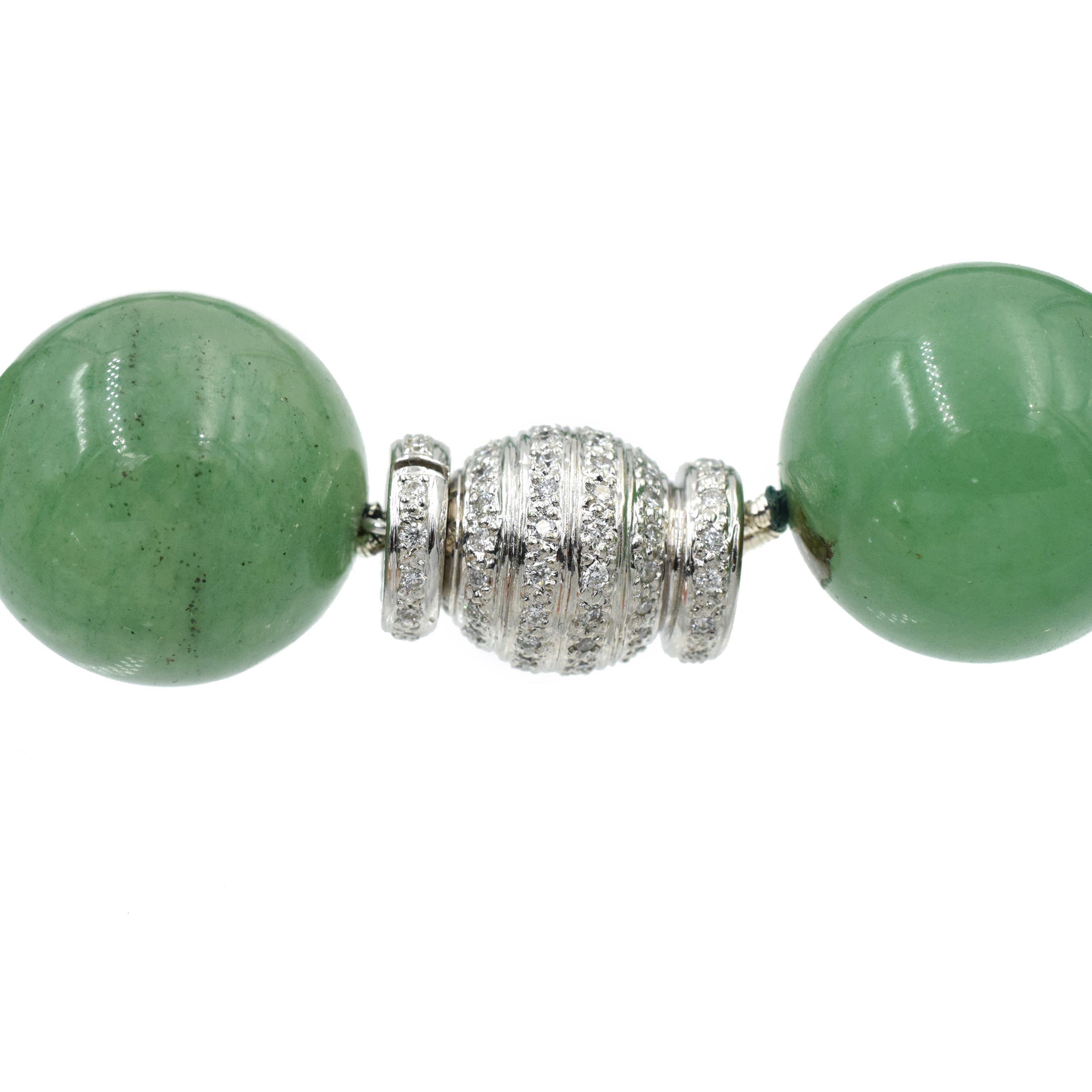 17" Aventurine & Diamond Bead Necklace
