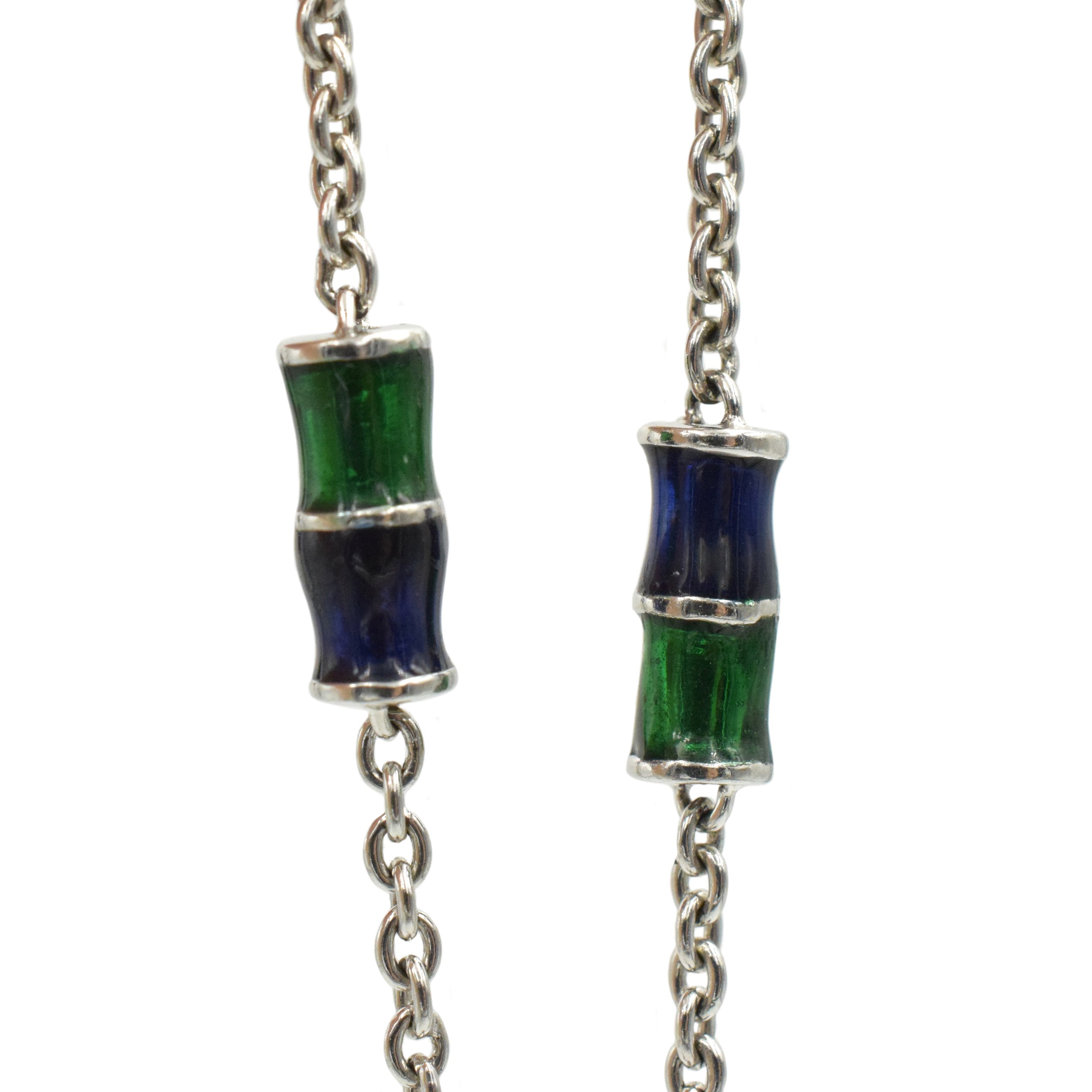 Diamond, Pearl & Emerald Tassel Necklace In 18k White Gold