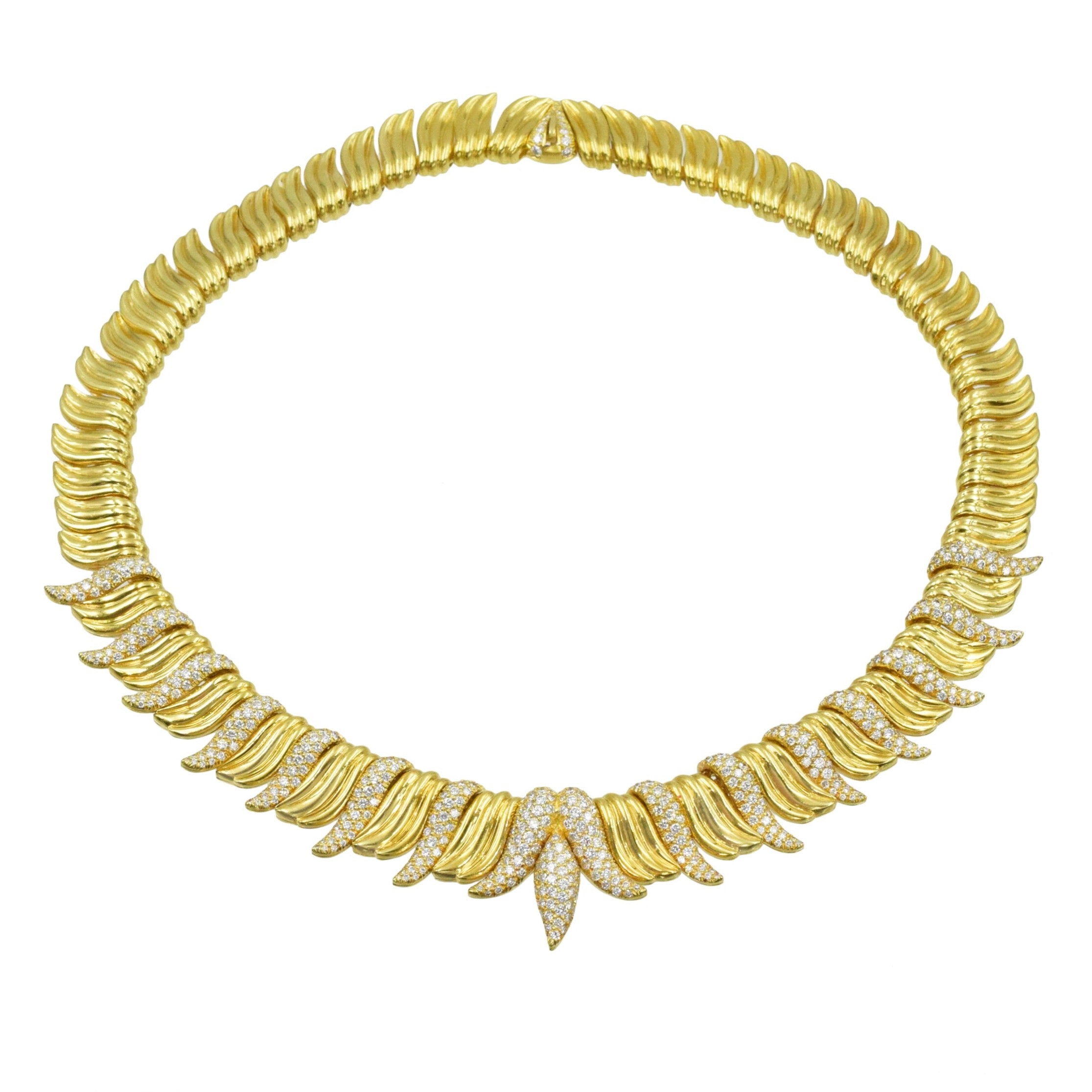 Elegant 10.00ct Diamond Necklace In 18k Yellow Gold