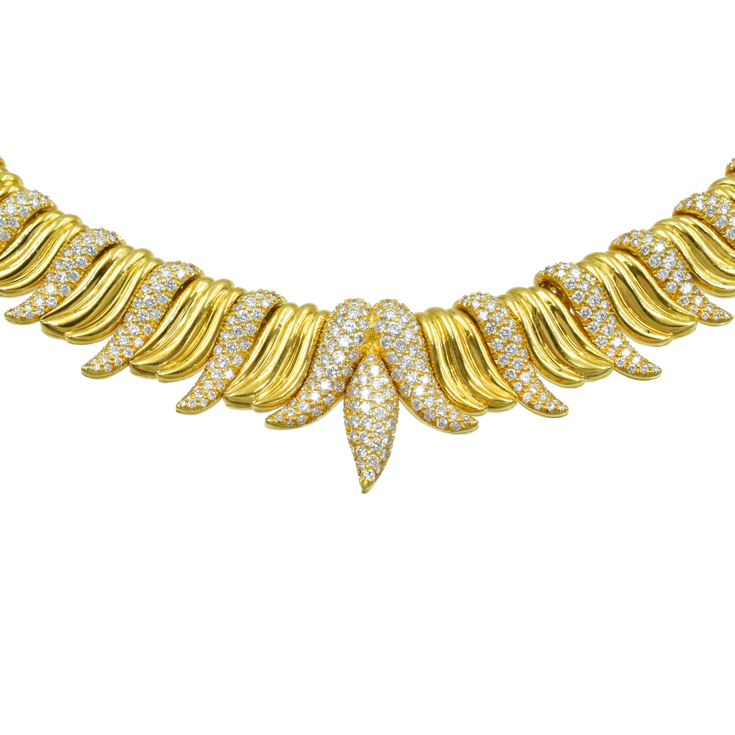 Elegant 10.00ct Diamond Necklace In 18k Yellow Gold