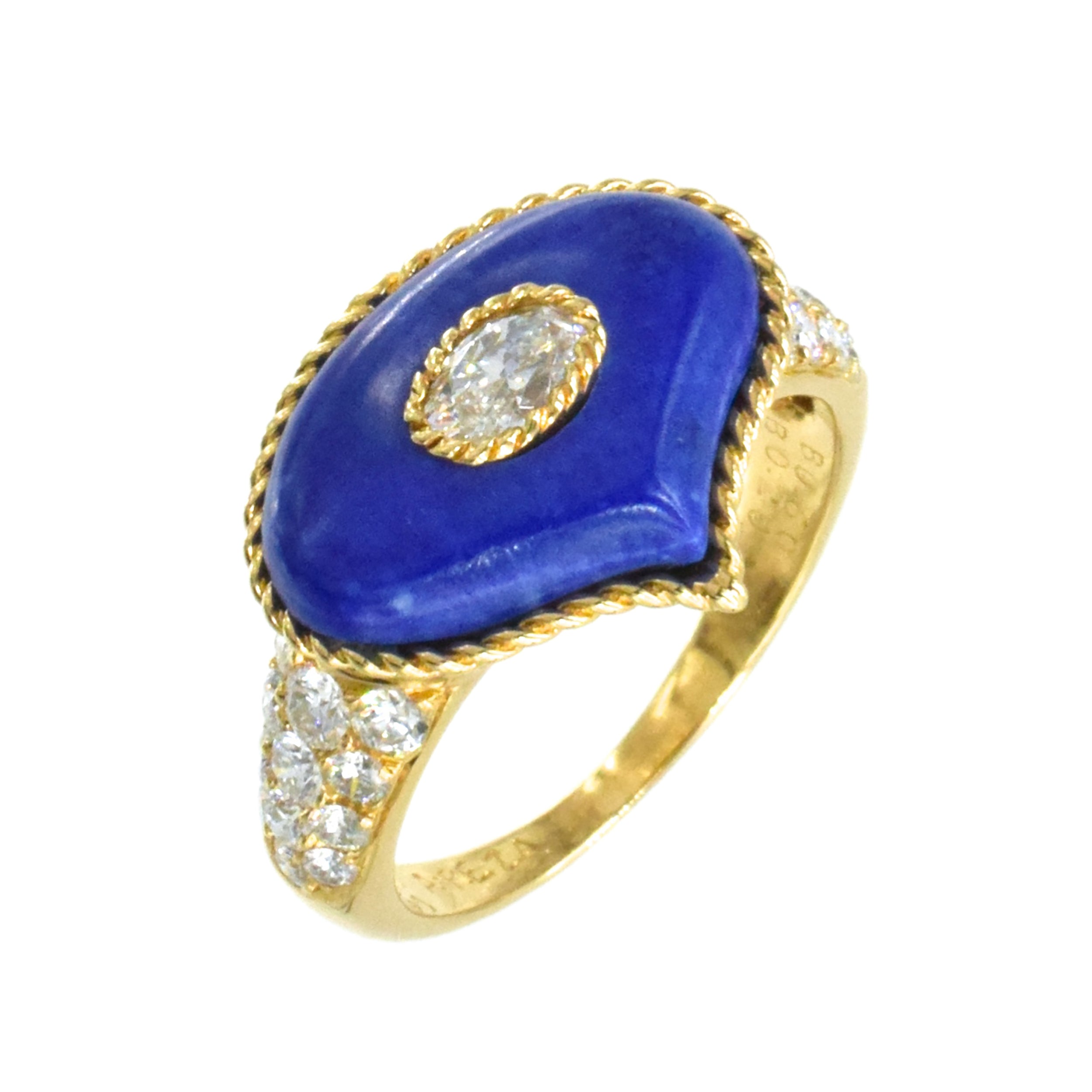 Alexandre Reza 1990's Diamond and Lapis Lazuli Necklace, Earrings & Ring Set In 18k Gold