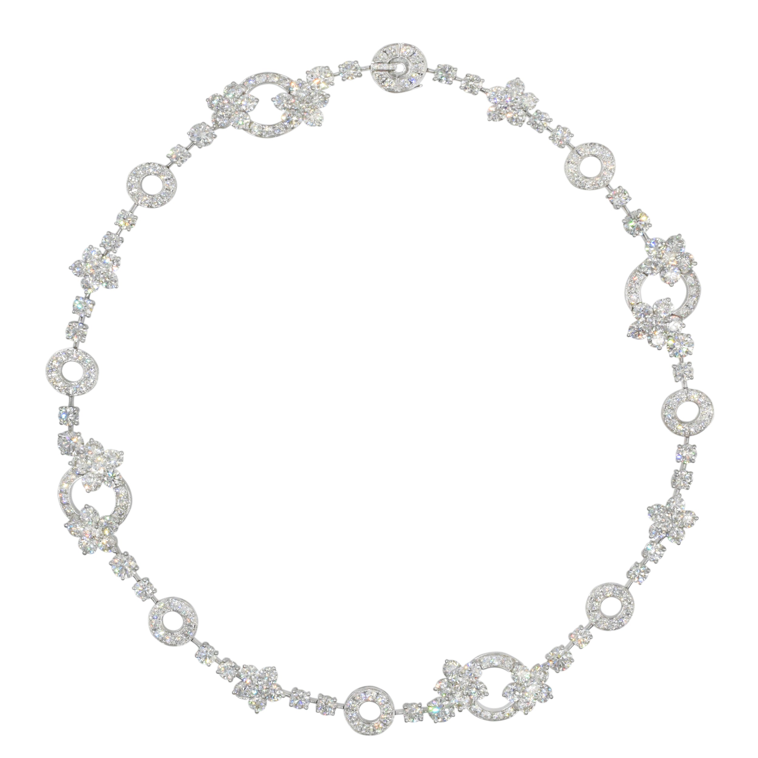 Graff 34.50ct Floral Diamond Necklace In 18k White Gold