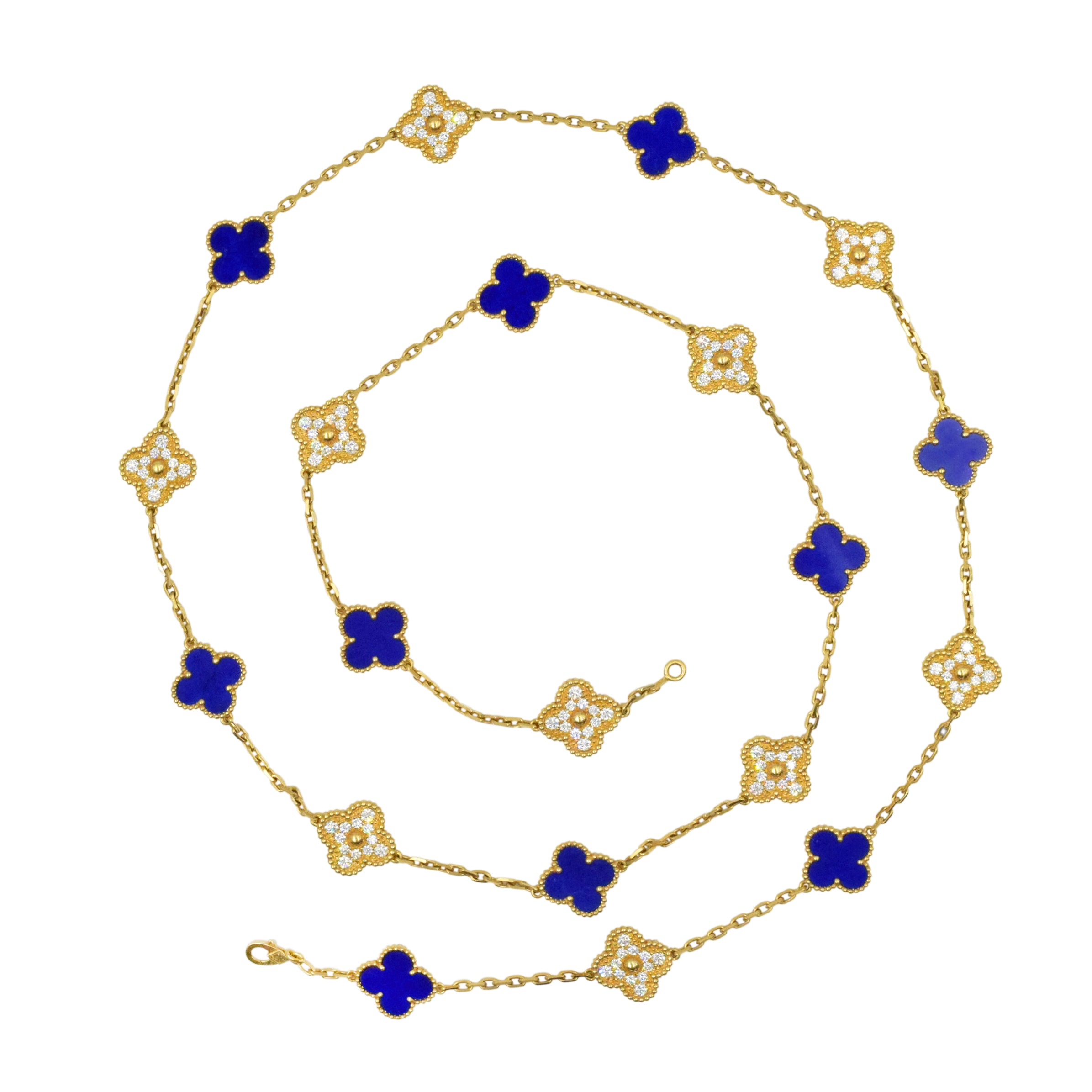 Iconic Diamond & Lapis Lazuli Alhambra Necklace by Van Cleef & Arpels