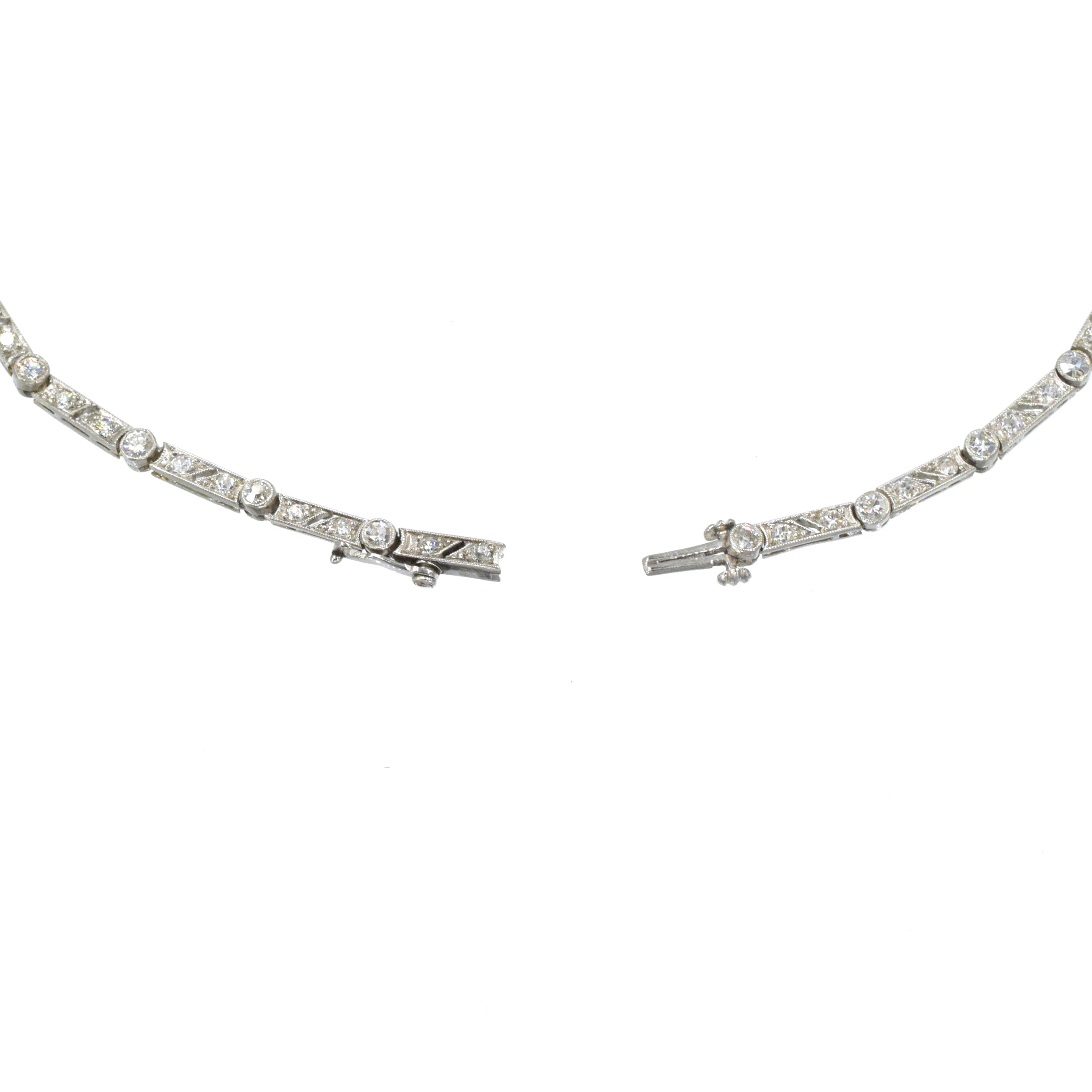 Art Deco 3.90ct Columbian Emerald & 4.15ct Diamond Necklace in Platinum