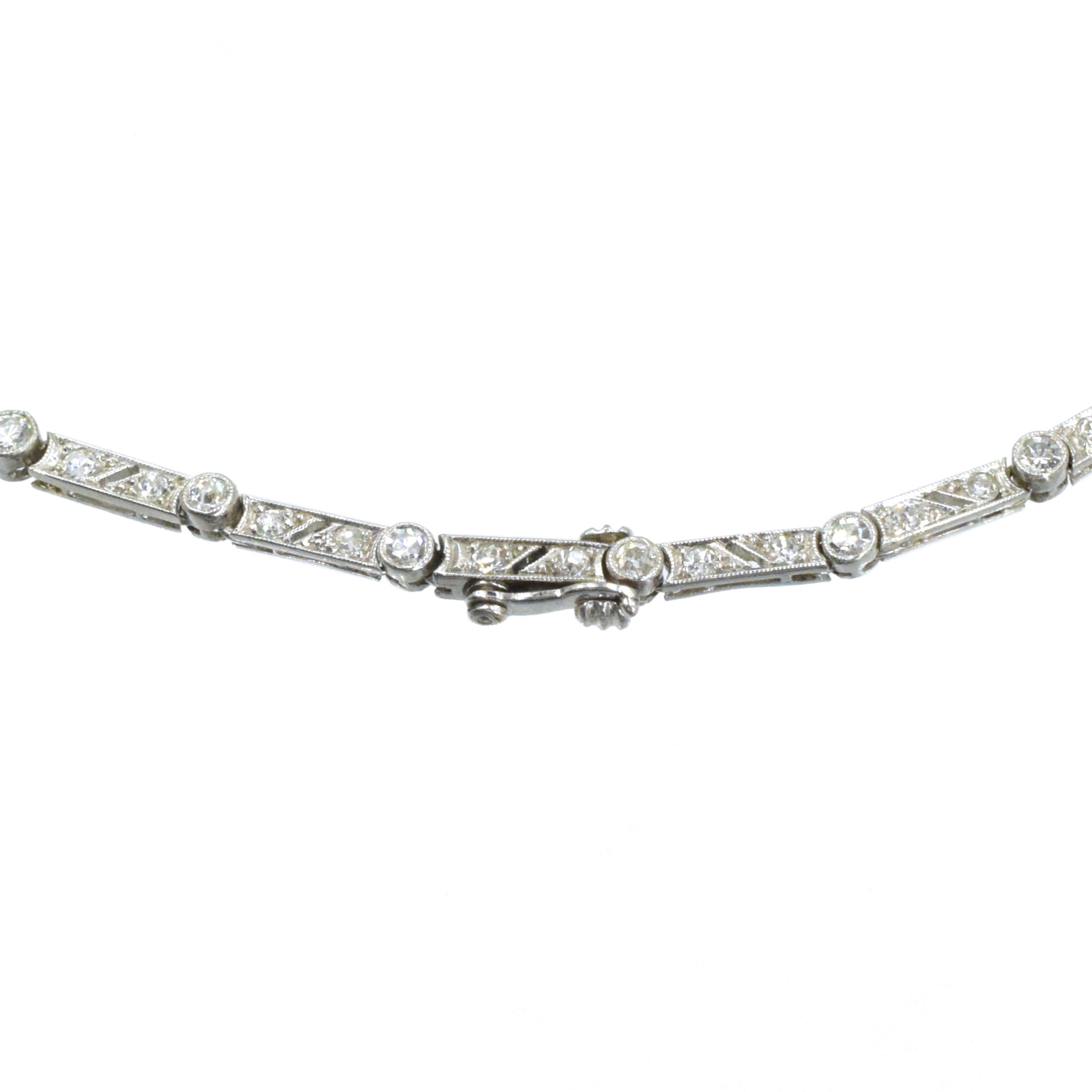 Art Deco 3.90ct Columbian Emerald & 4.15ct Diamond Necklace in Platinum