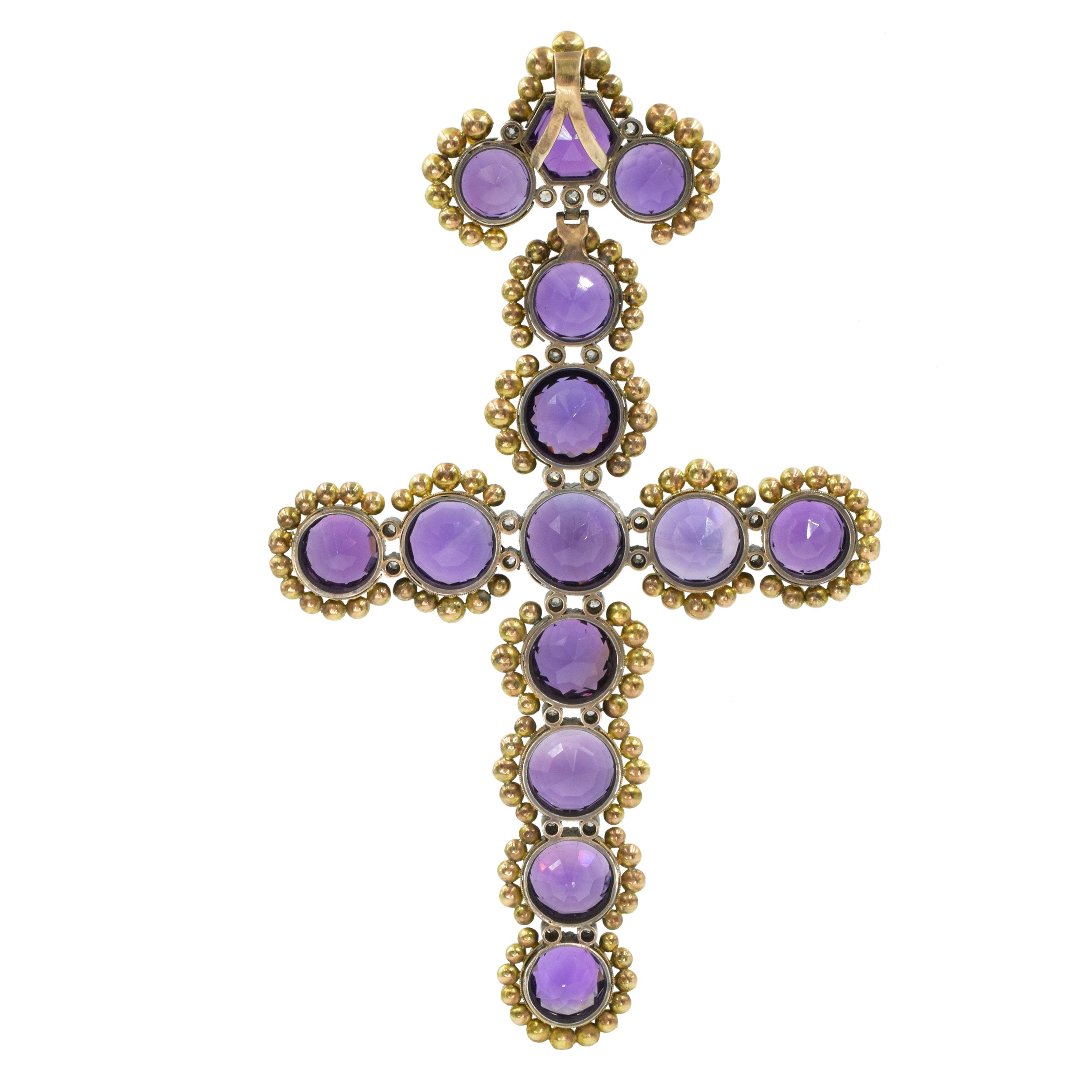 Antique Amethyst, Pearl & Diamond Cross Pendant