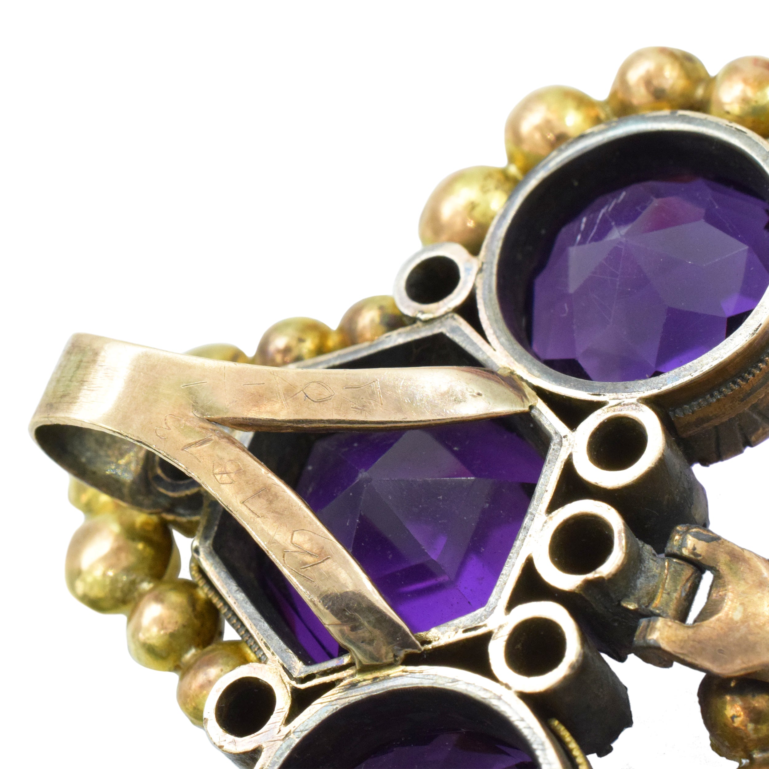 Antique Amethyst, Pearl & Diamond Cross Pendant