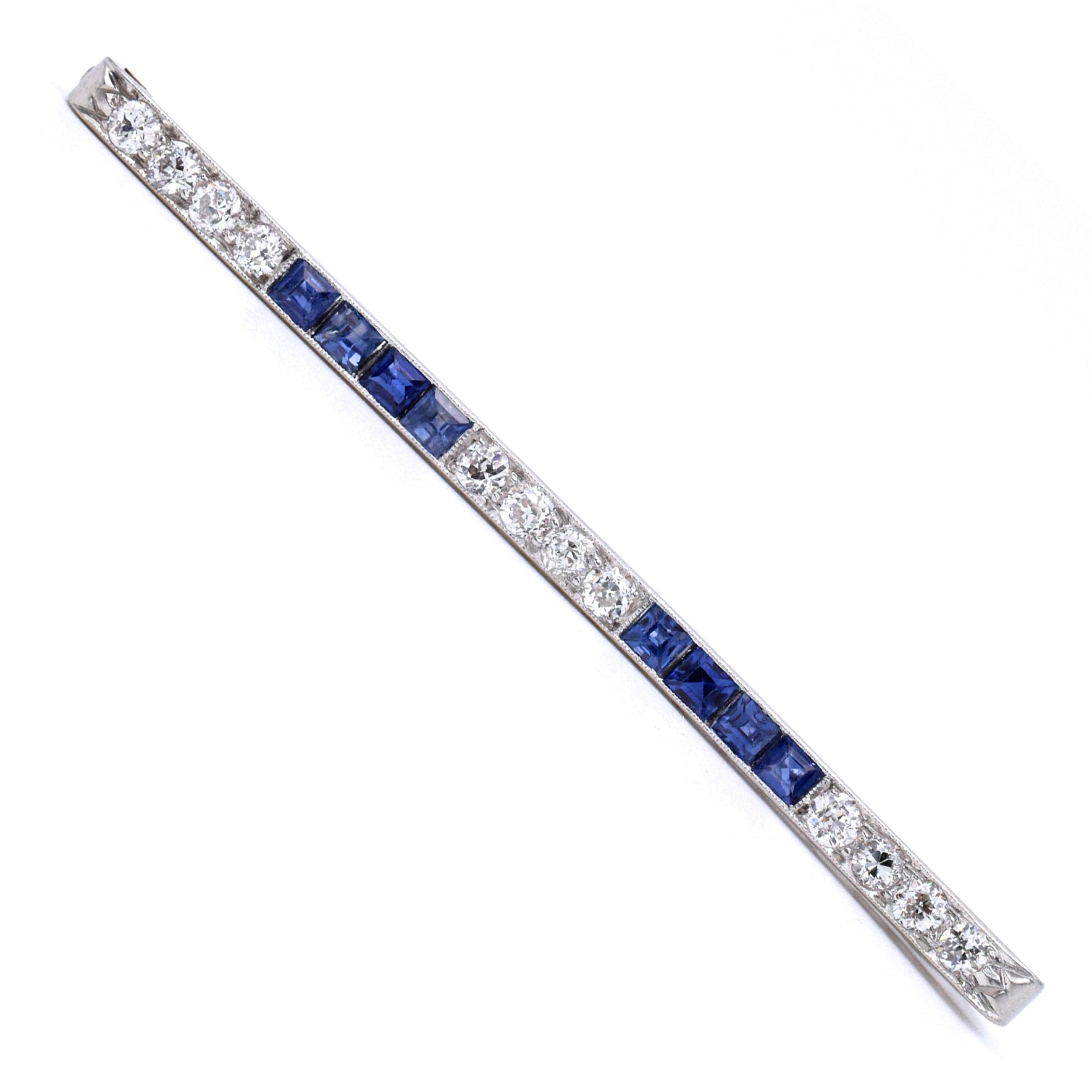 1910-1920 Diamond & Sapphire Brooch in Platinum