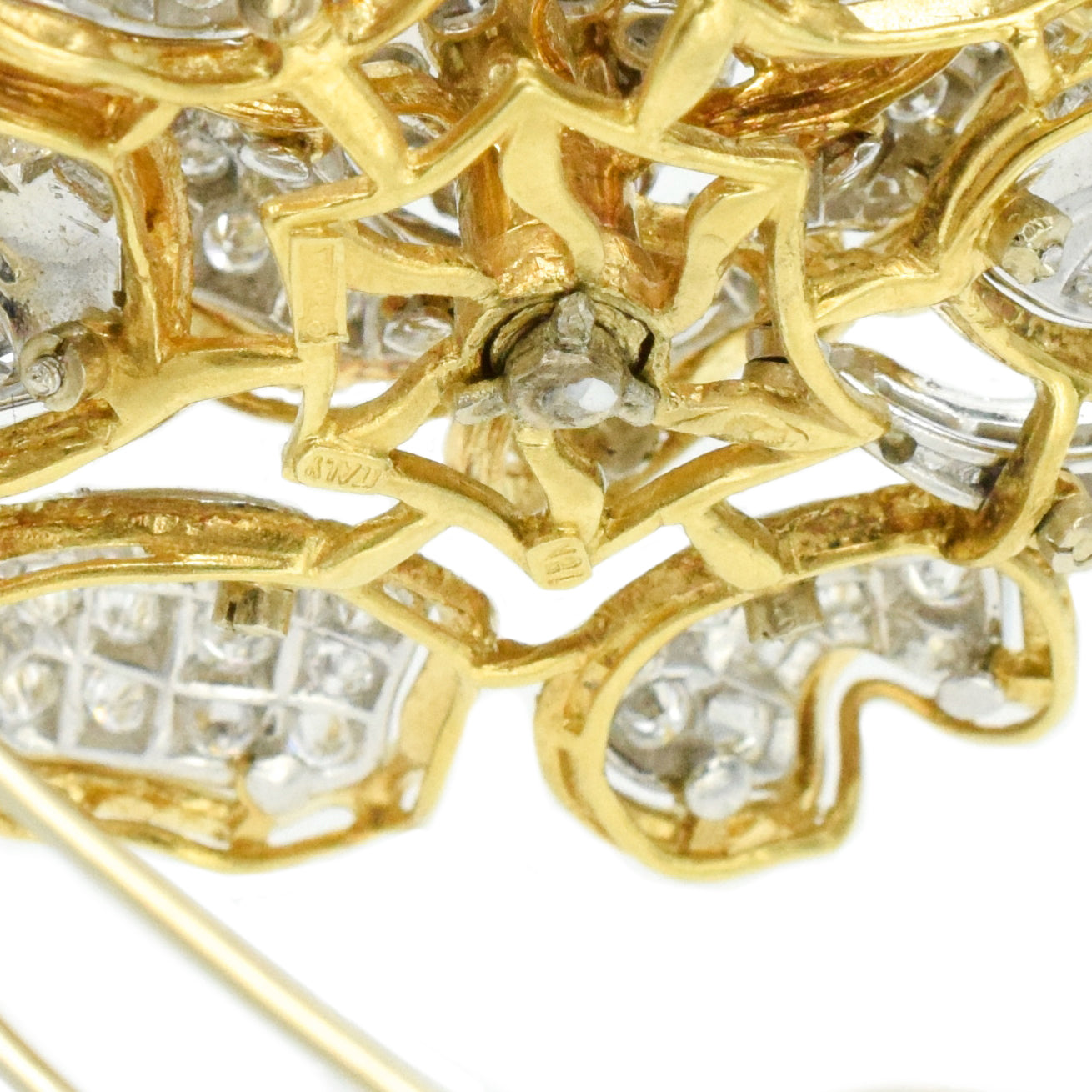 10ct Diamond Dahlia Flower Brooch in 18k Two-Tone Gold
