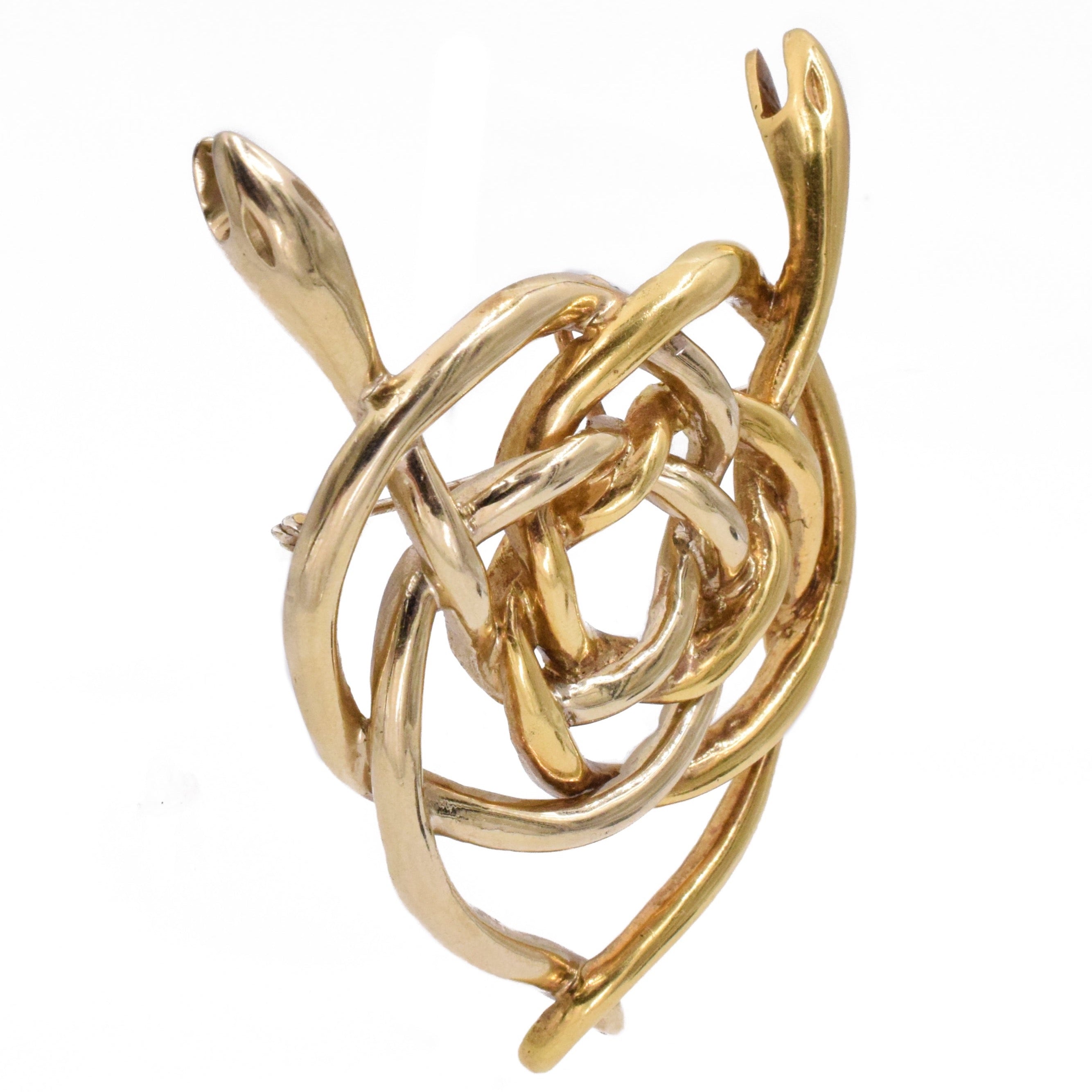 Two Snakes Brooch & Pendant in 18K Two-Tone Gold