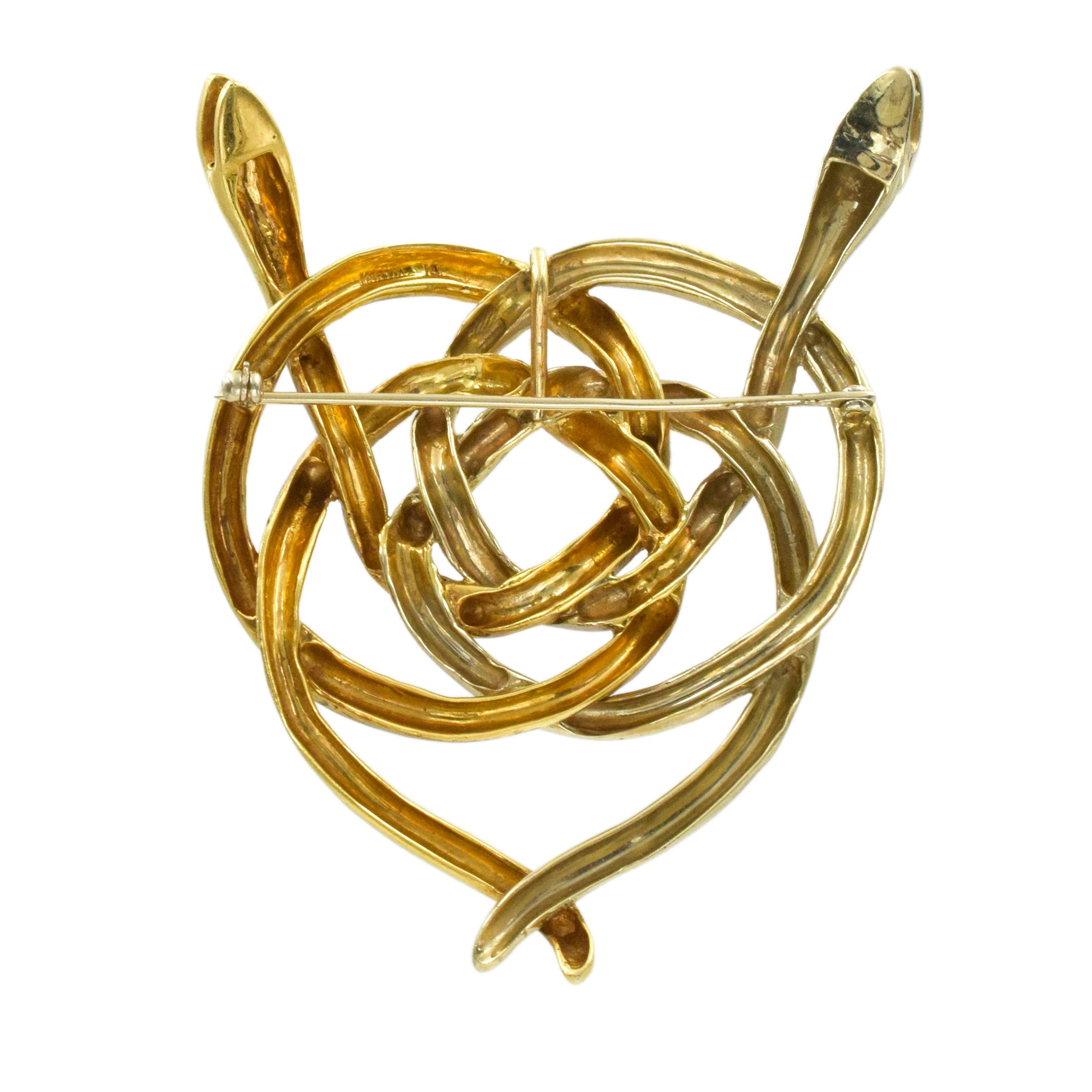 Two Snakes Brooch & Pendant in 18K Two-Tone Gold