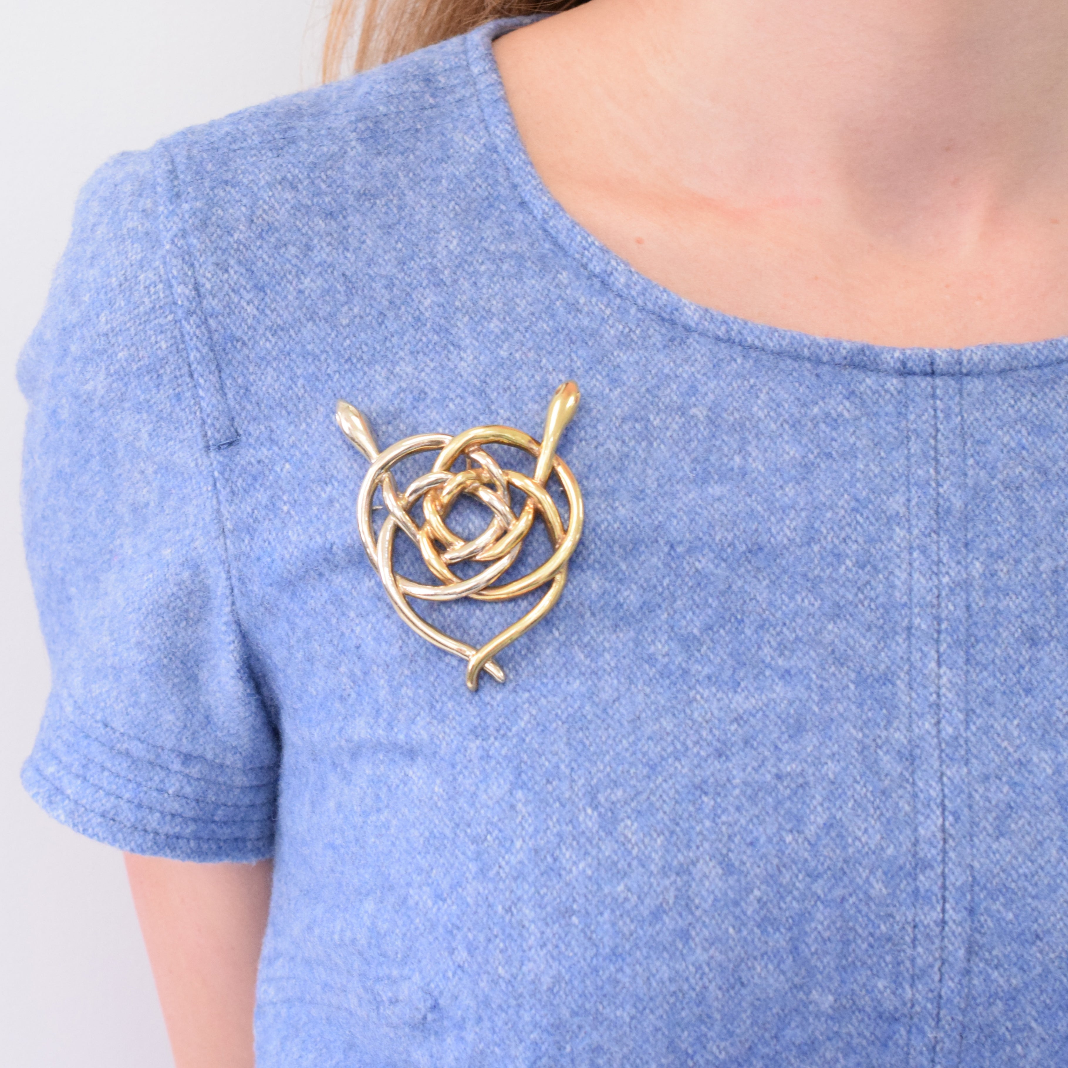 Two Snakes Brooch & Pendant in 18K Two-Tone Gold