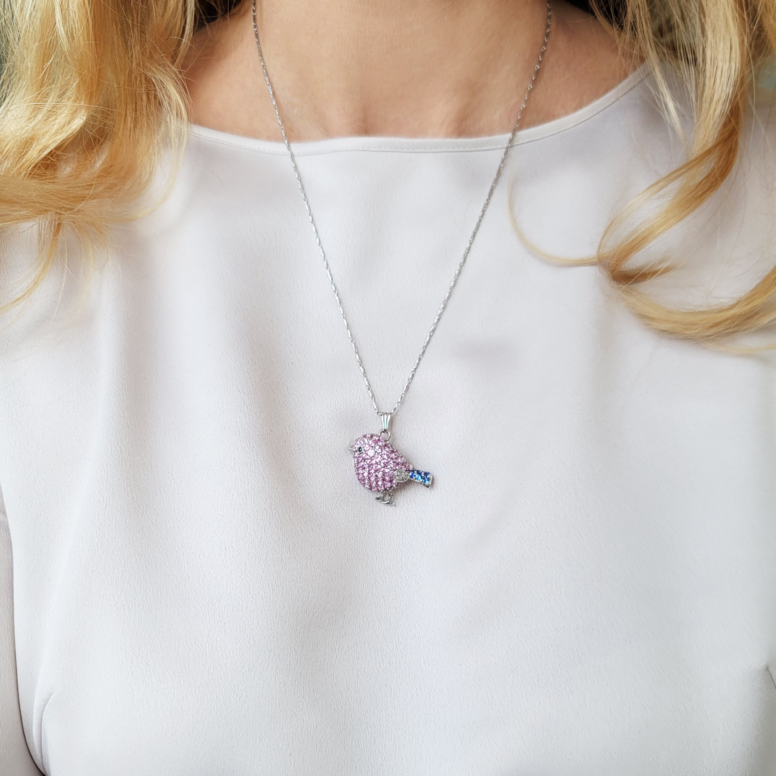 Whimsical Sapphire & Diamond Bird Brooch & Pendant