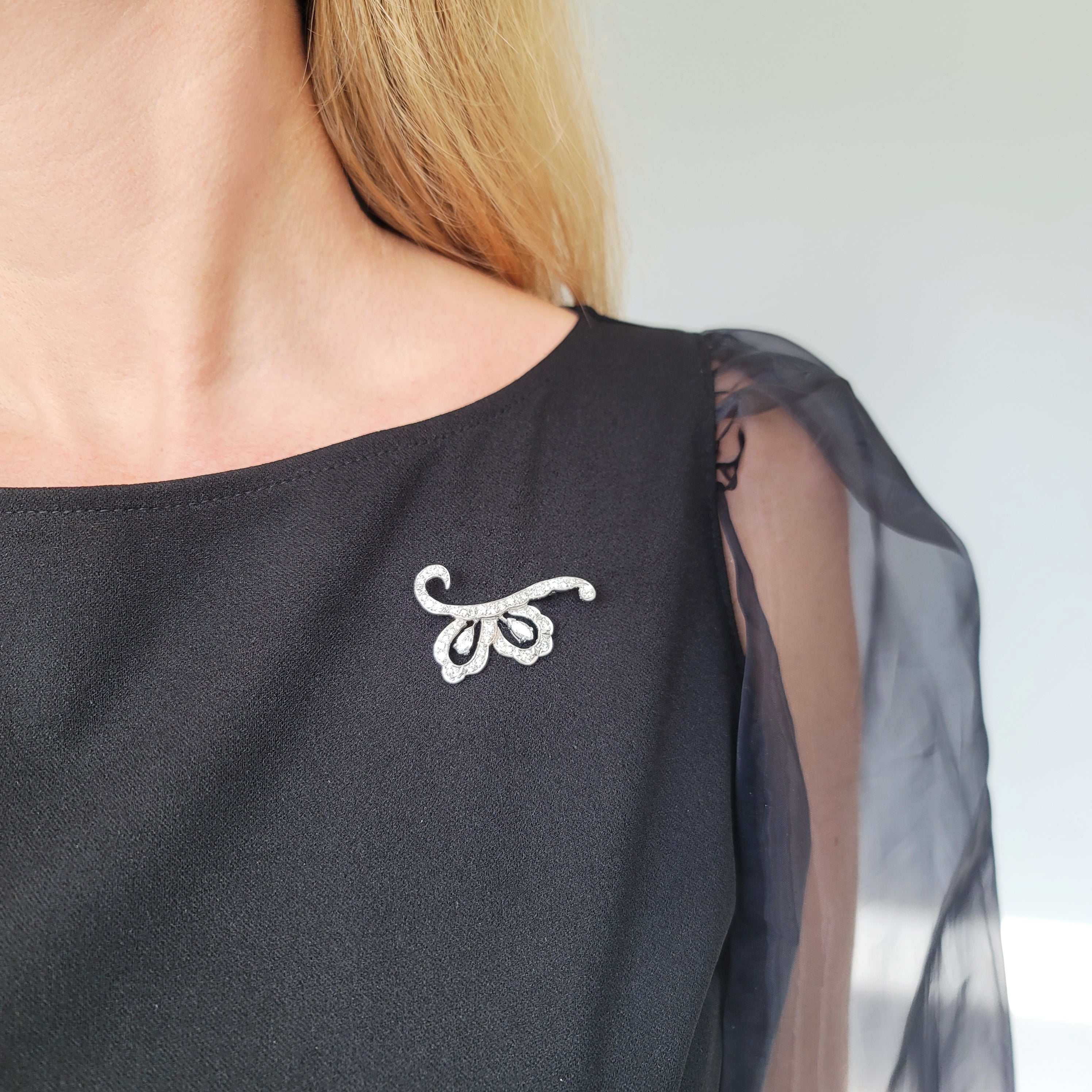 1950-1960 3ct Diamond & Platinum Brooch