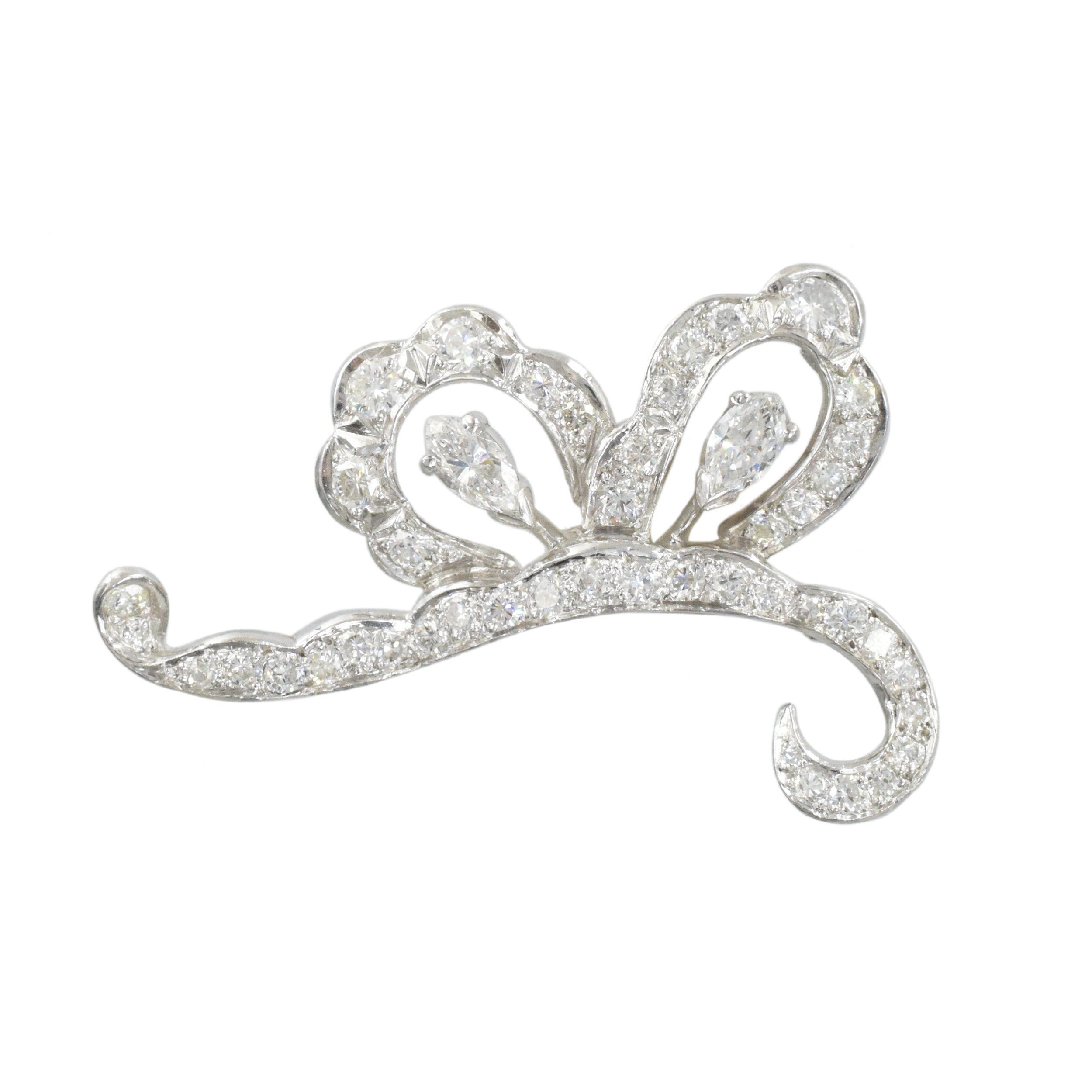1950-1960 3ct Diamond & Platinum Brooch