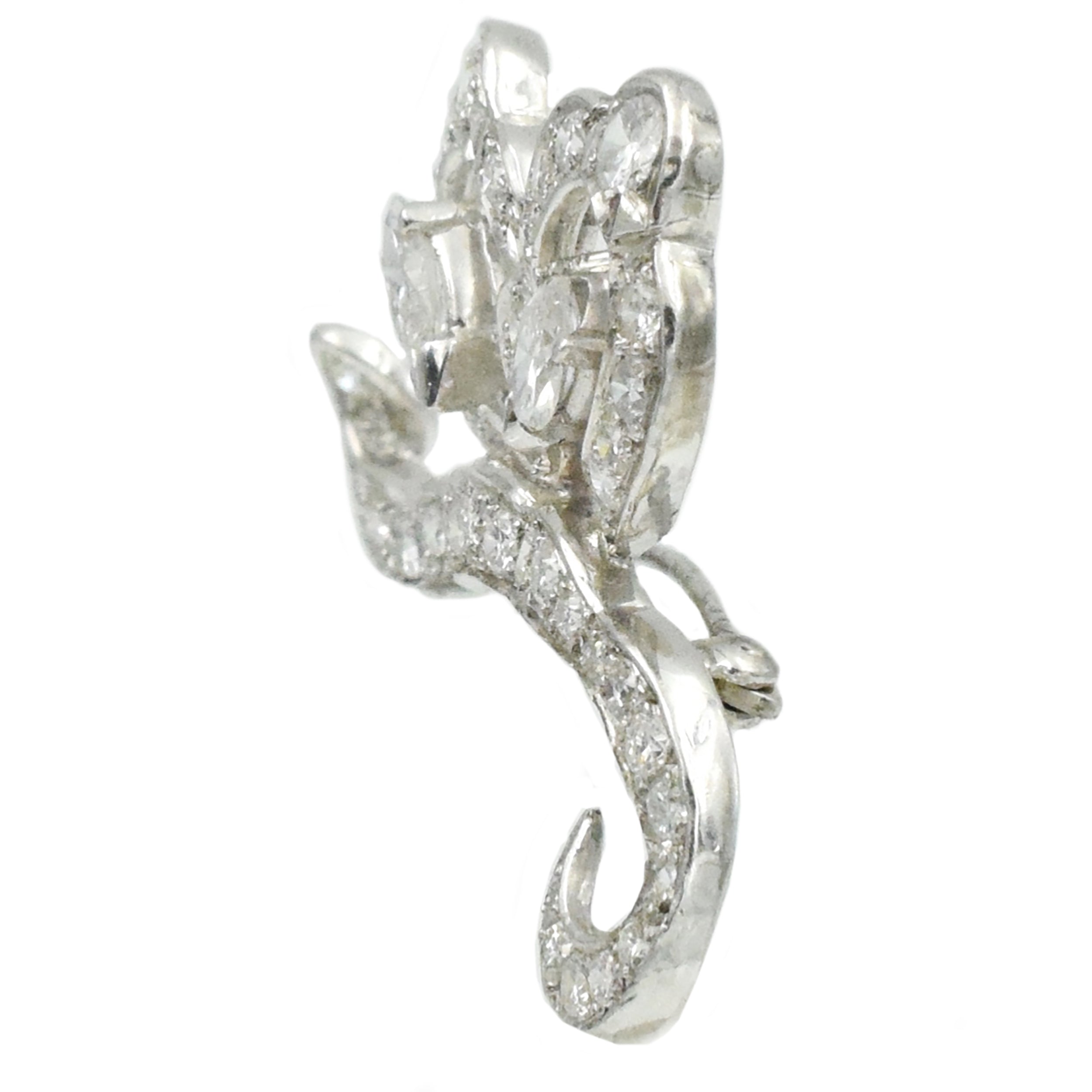 1950-1960 3ct Diamond & Platinum Brooch