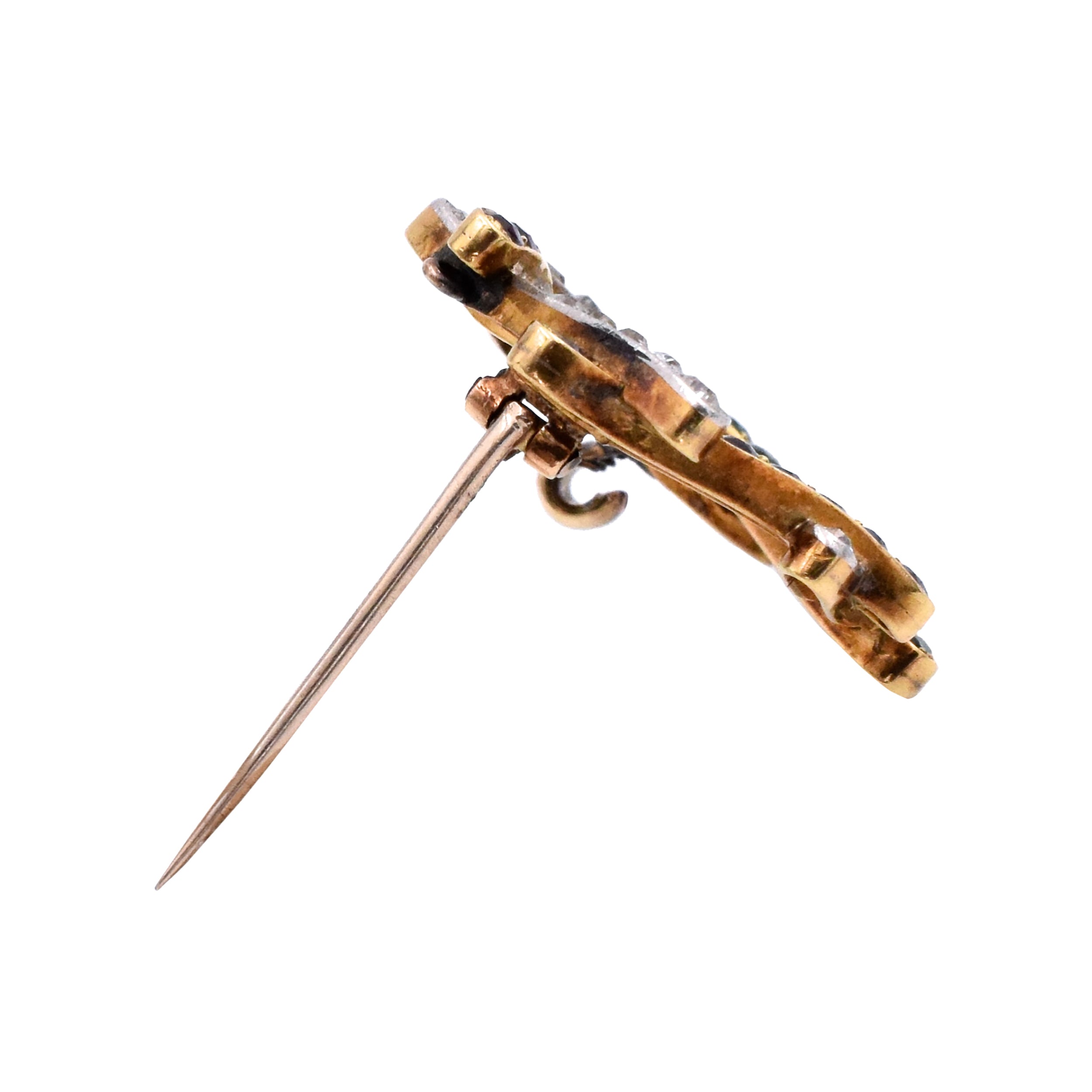 Antique Diamond & Multi-Color Gemstones Brooch