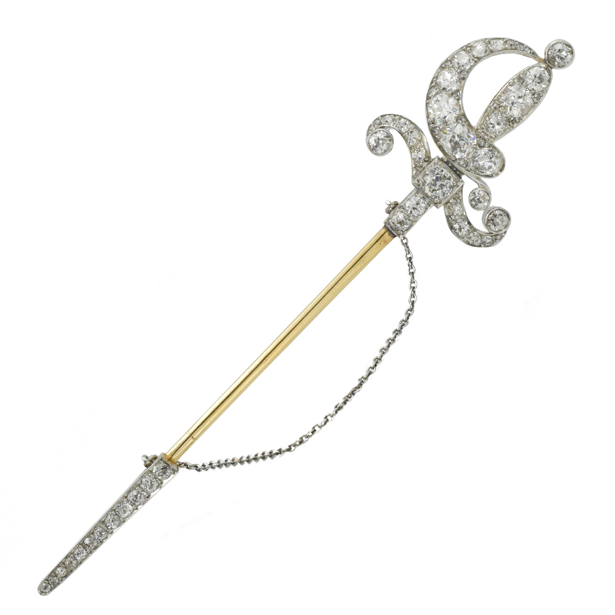 Victorian Diamond Saber Sword Lapel Pin