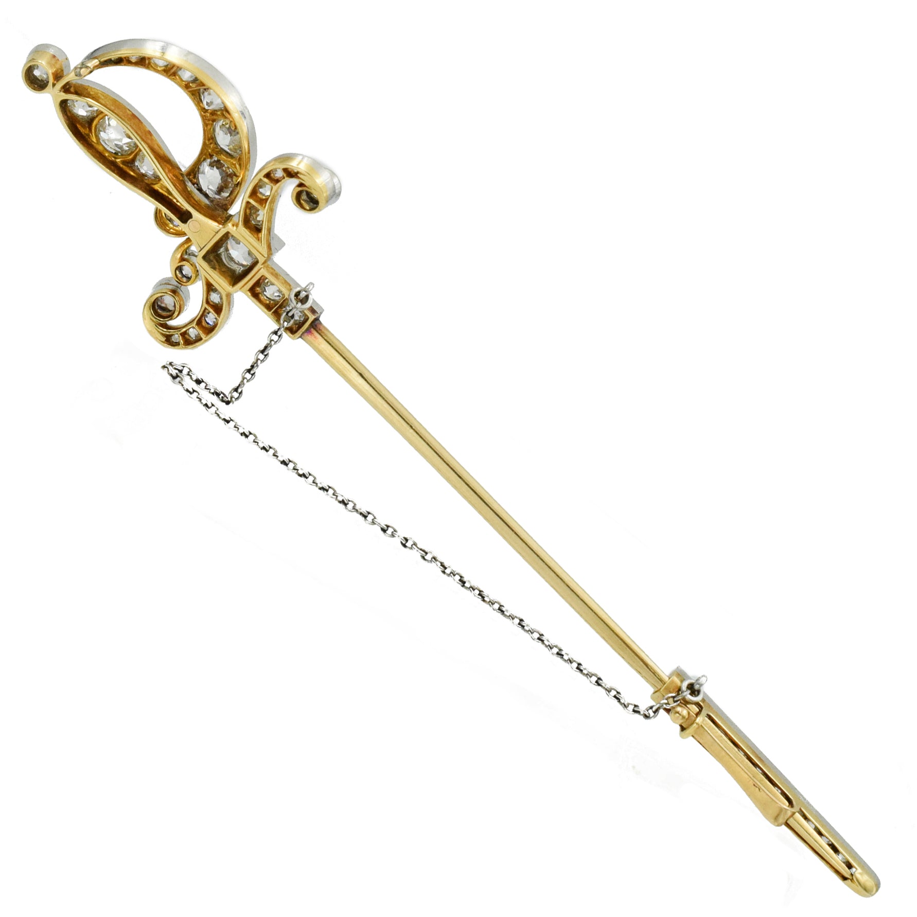 Victorian Diamond Saber Sword Lapel Pin