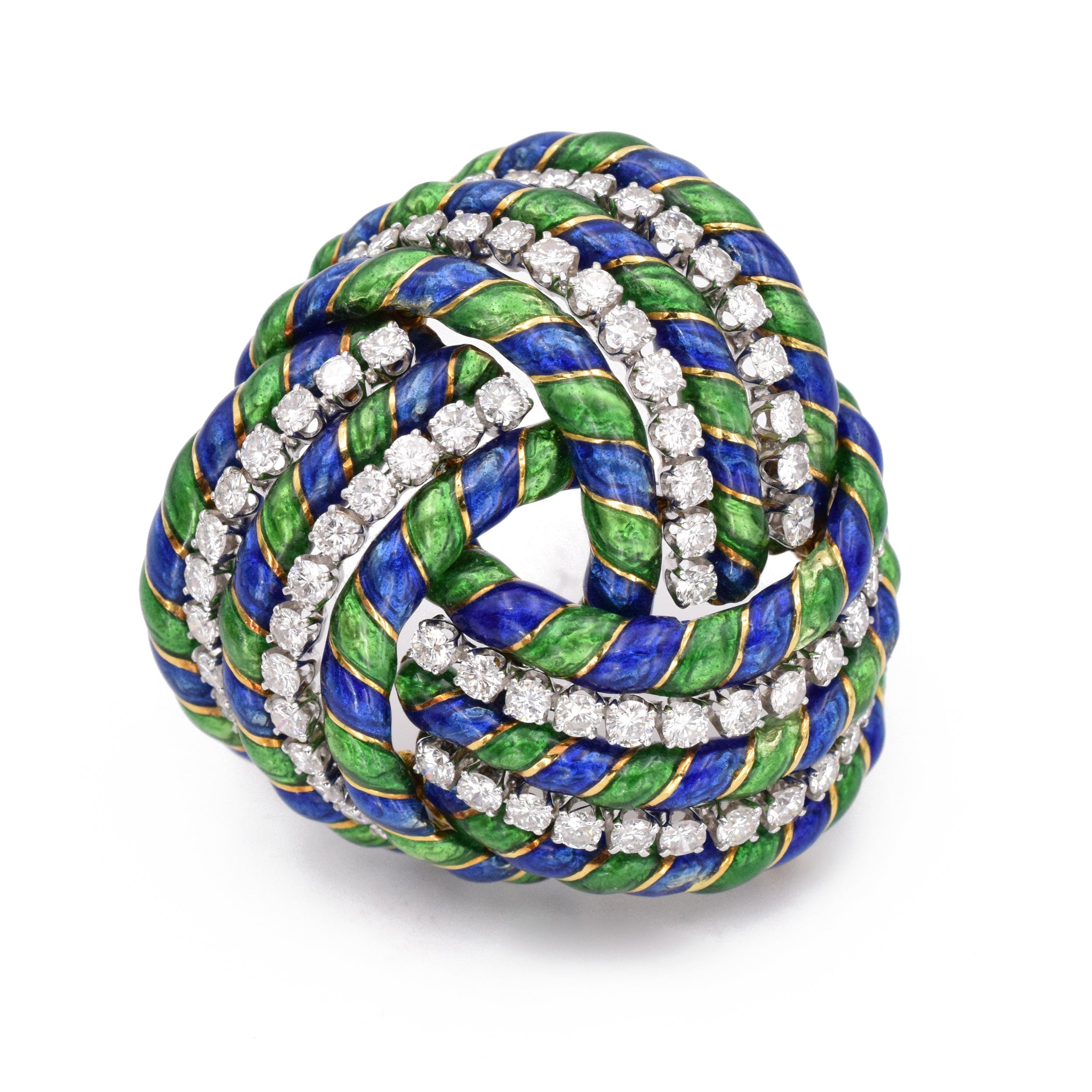 Vintage 6ct Diamond & Enamel Brooch by David Webb