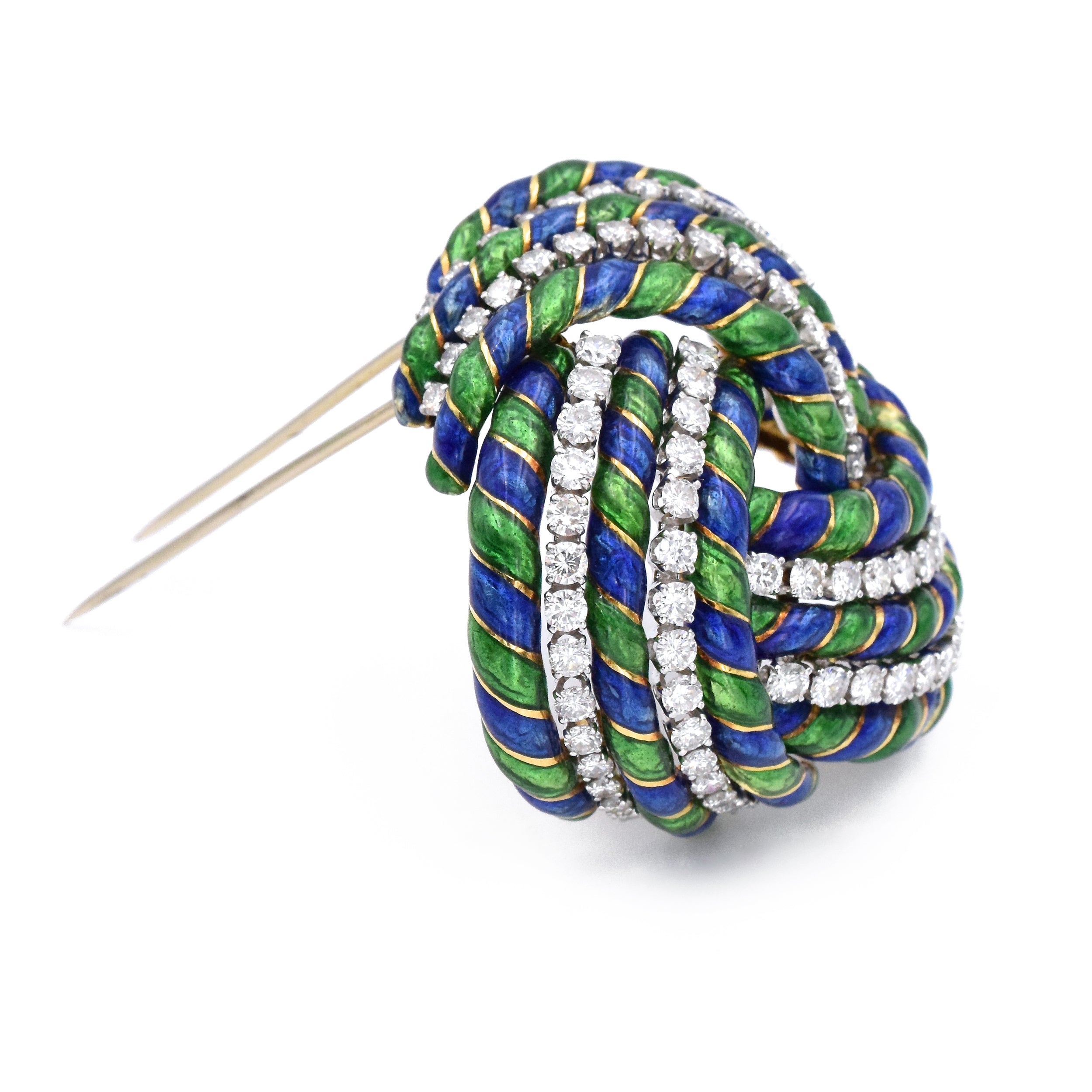 Vintage 6ct Diamond & Enamel Brooch by David Webb